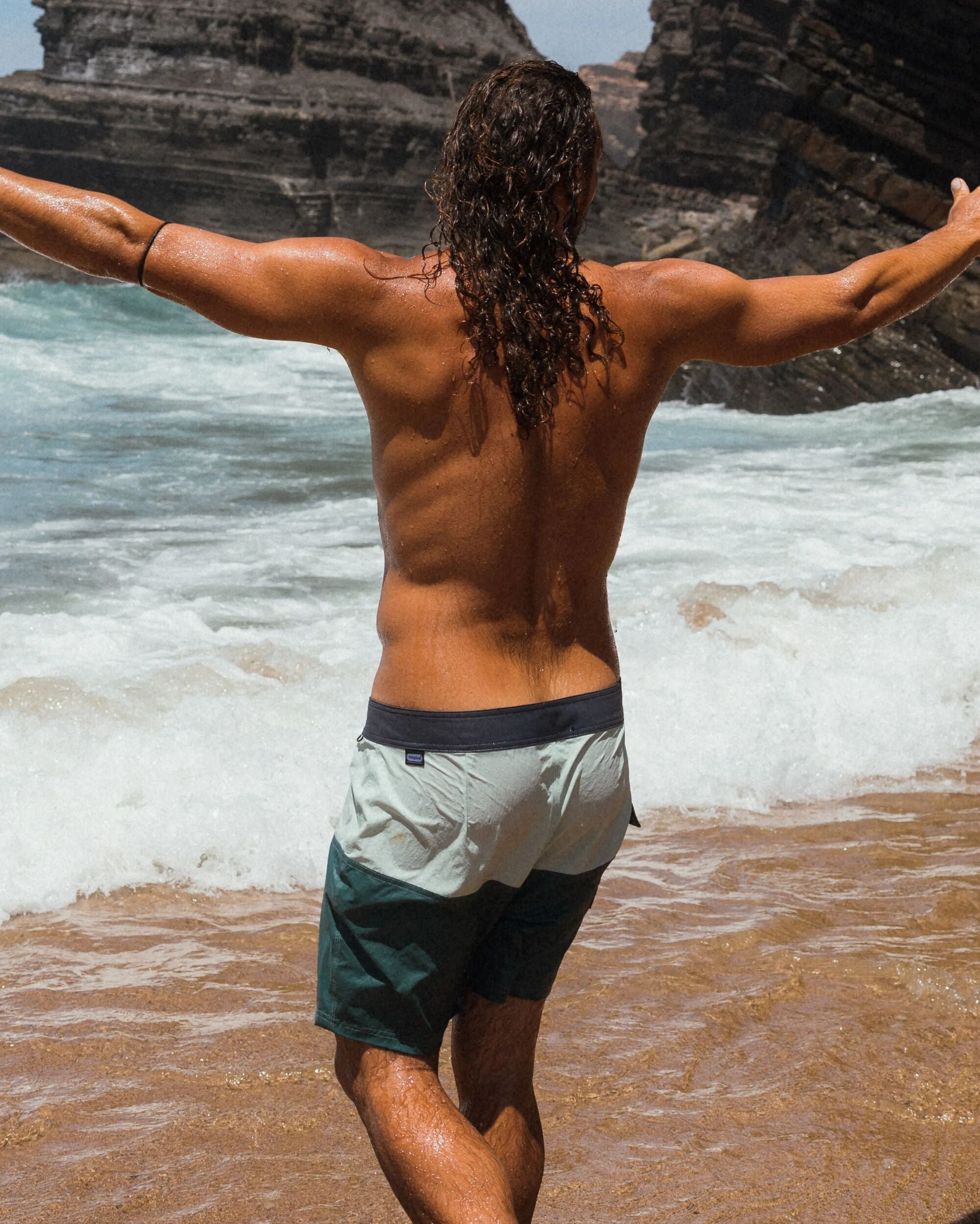 Cutback Recycled Boardshort - Spearmint/Deep Ocean - Lifestyle