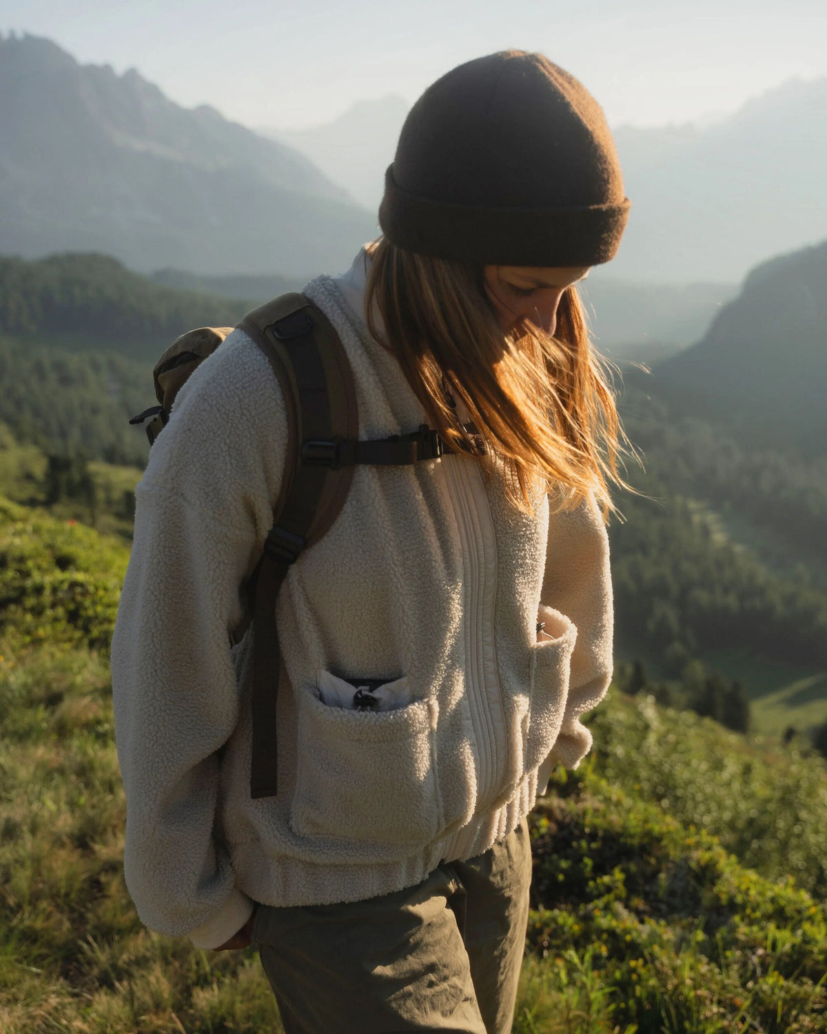 Lucia Sherpa Fleece - Vintage White - Lifestyle