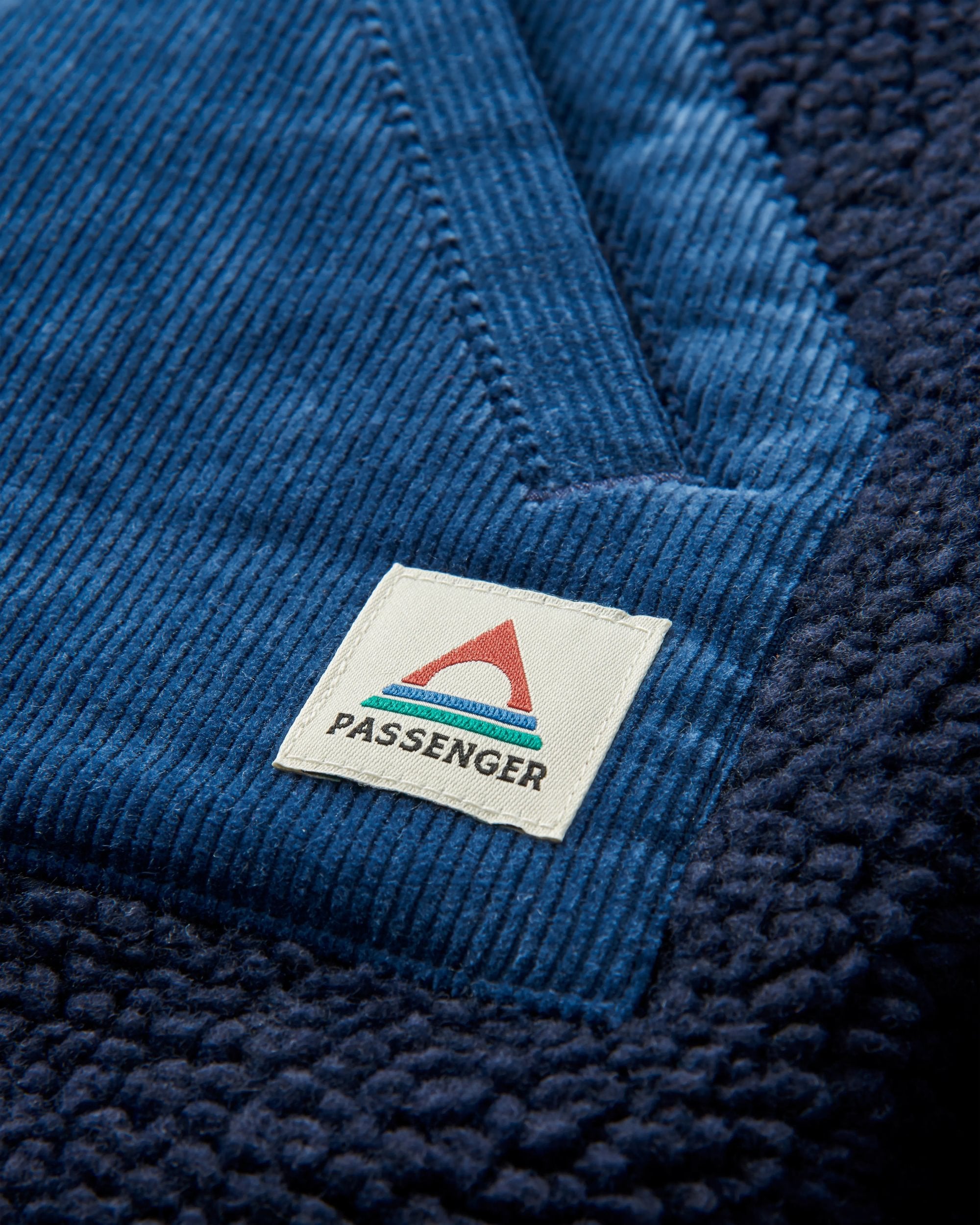 Clover Recycled Cotton-Lined Sherpa Fleece - Deep Navy - Flatlay