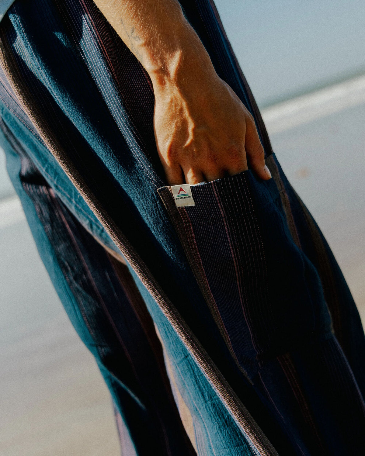 Someday Woven Trouser - Dark Denim Multi Stripe - Lifestyle