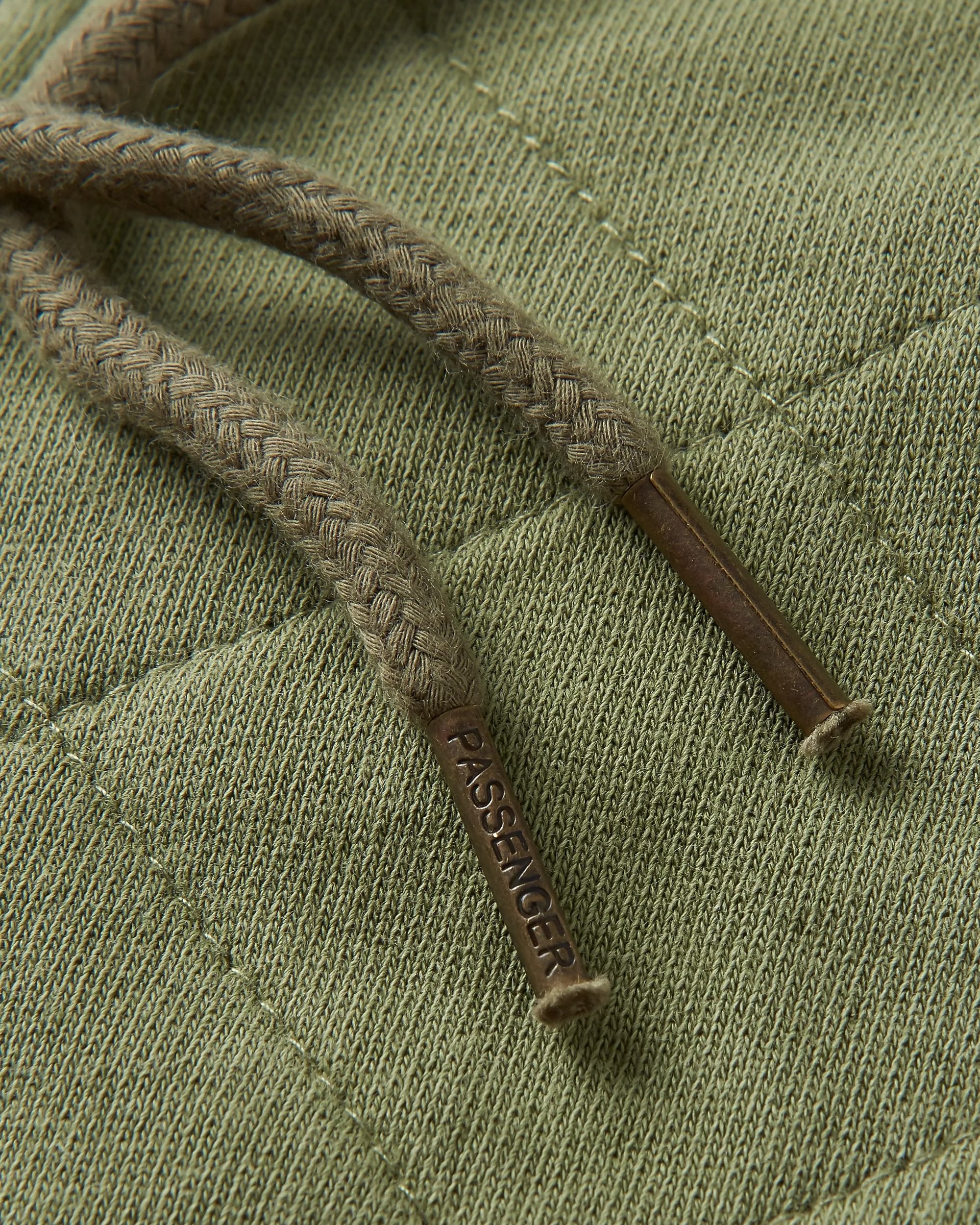 Getaway Recycled Quilted Full Zip Hoodie - Khaki - Flatlay