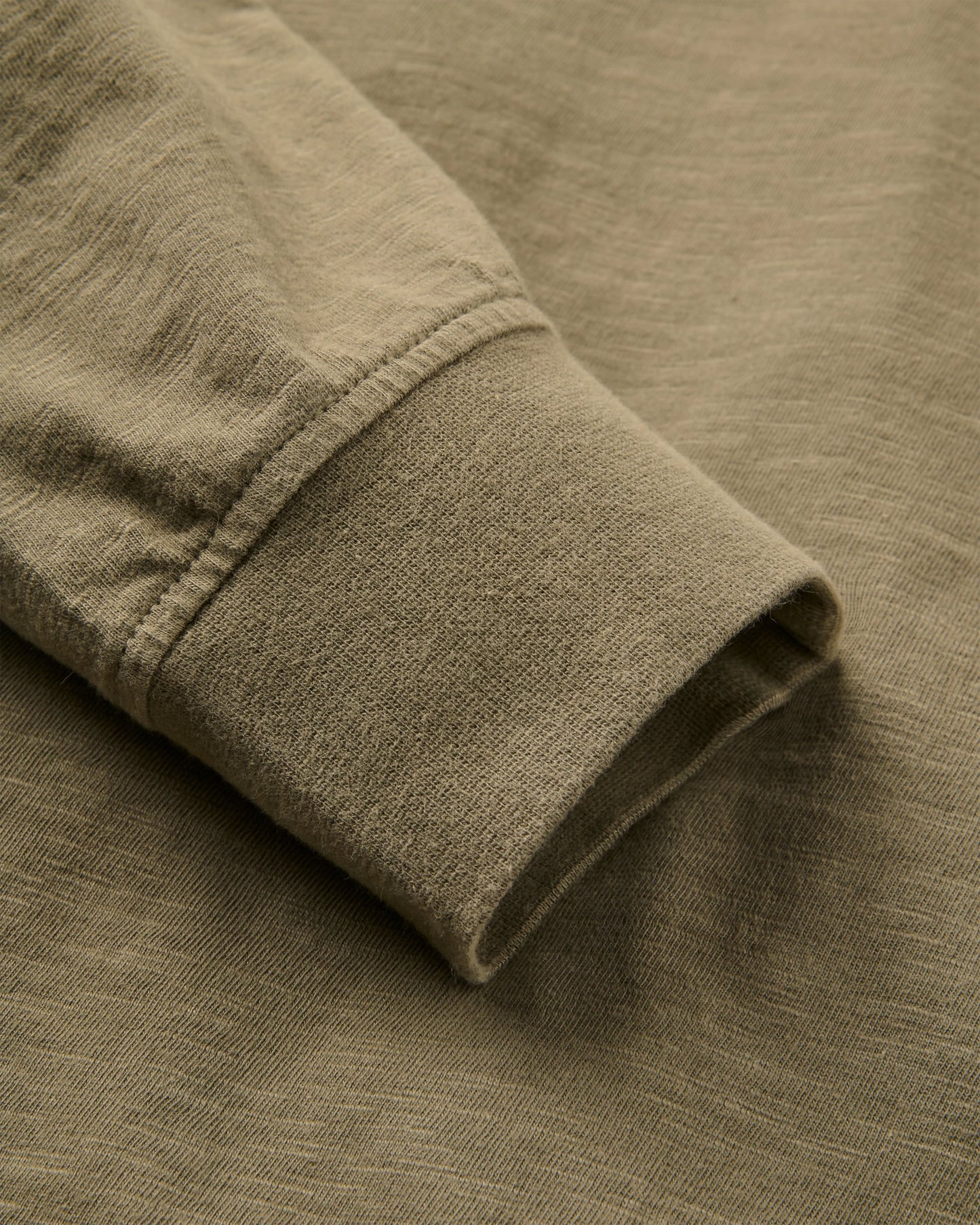 Headland LS Slub Henley - Dusty Olive - Flatlay