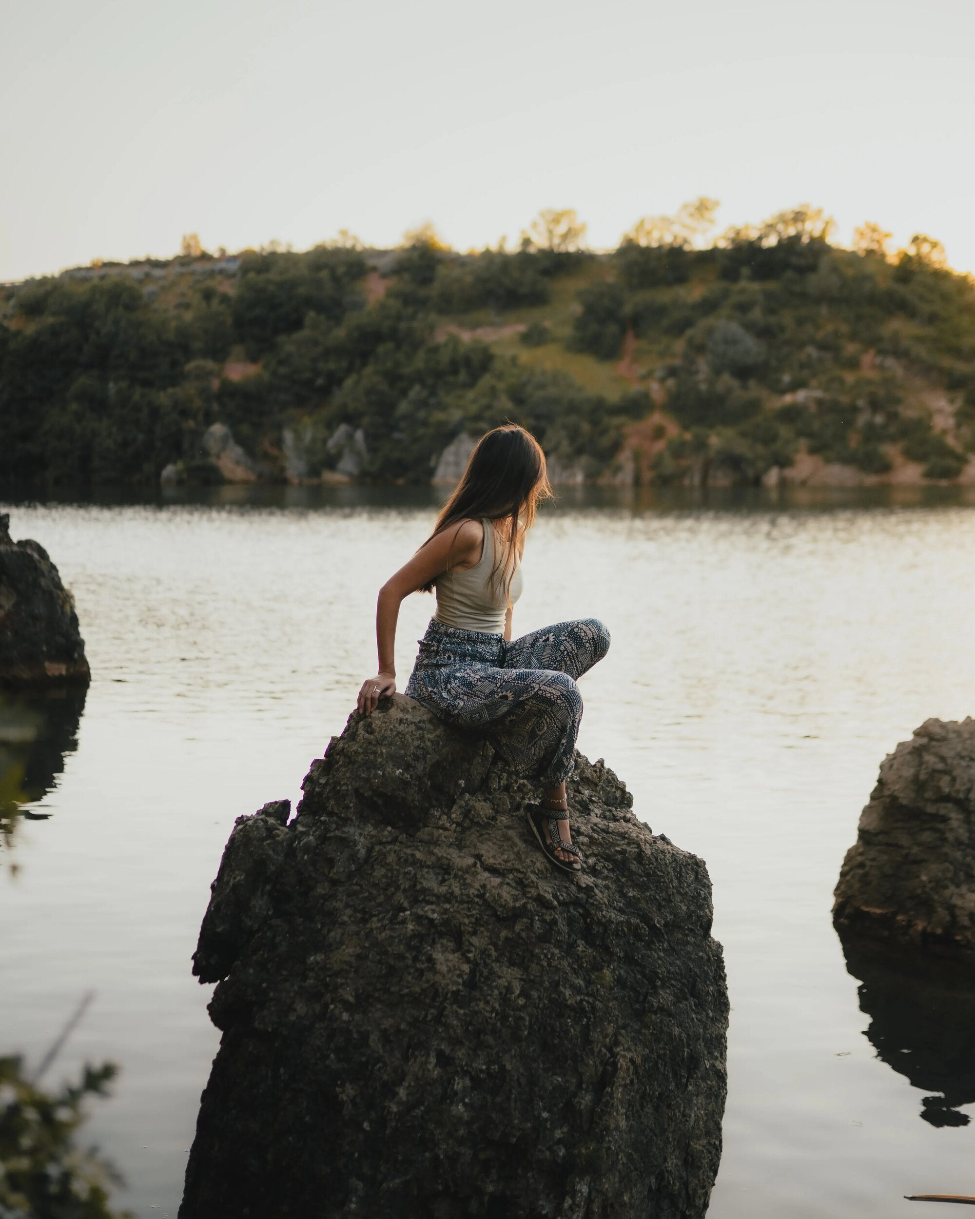 Daylily Loose Trouser - Vintage Patchwork Navy - Lifestyle