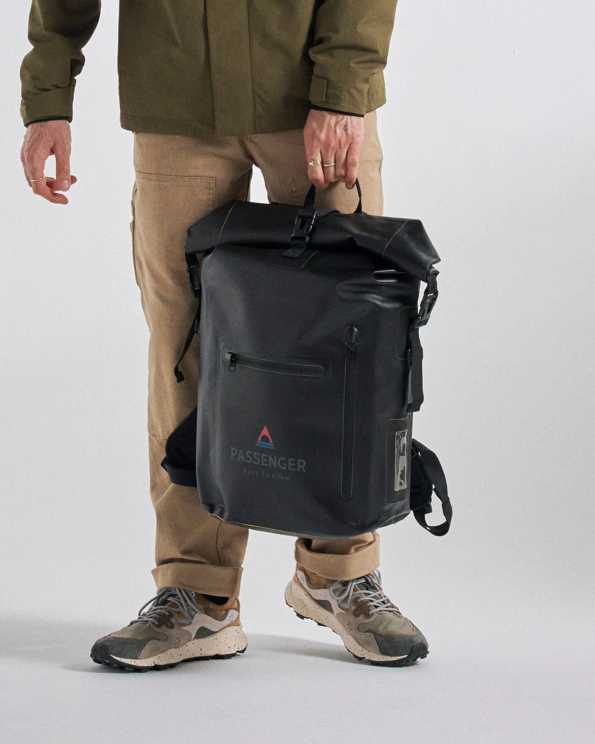 Tide 25L Dry Bag Backpack - Black - Studio Model - Male