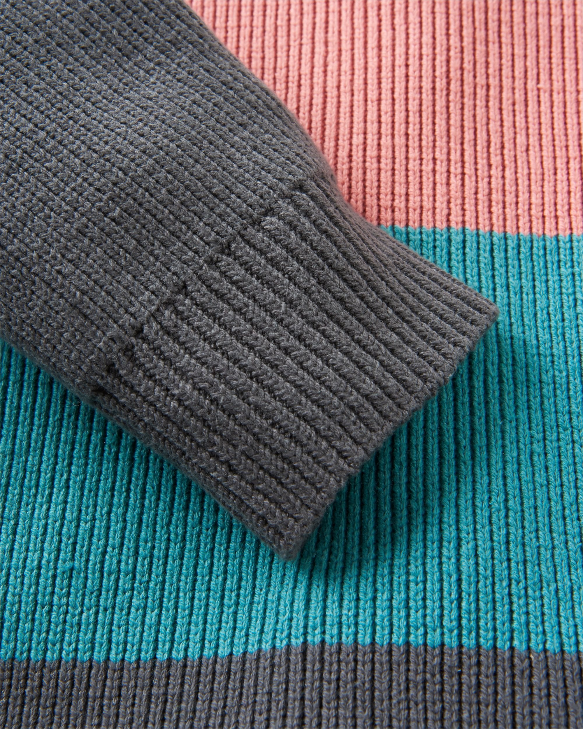 Moments Oversized Organic Knitted Jumper - Lime Multi Stripe - Flatlay