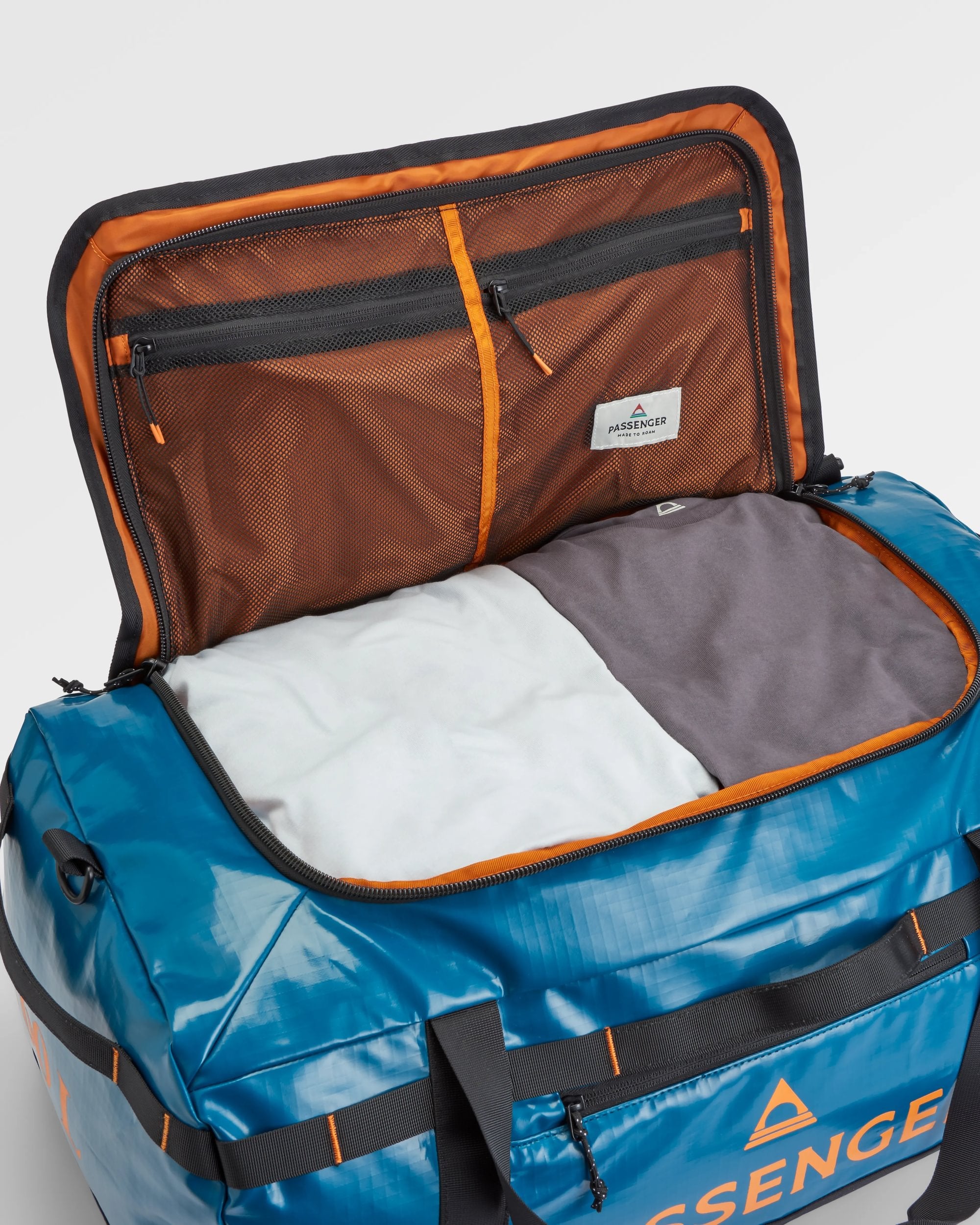 Roamer Recycled 60L Duffel Bag - Tidal Blue - Flatlay