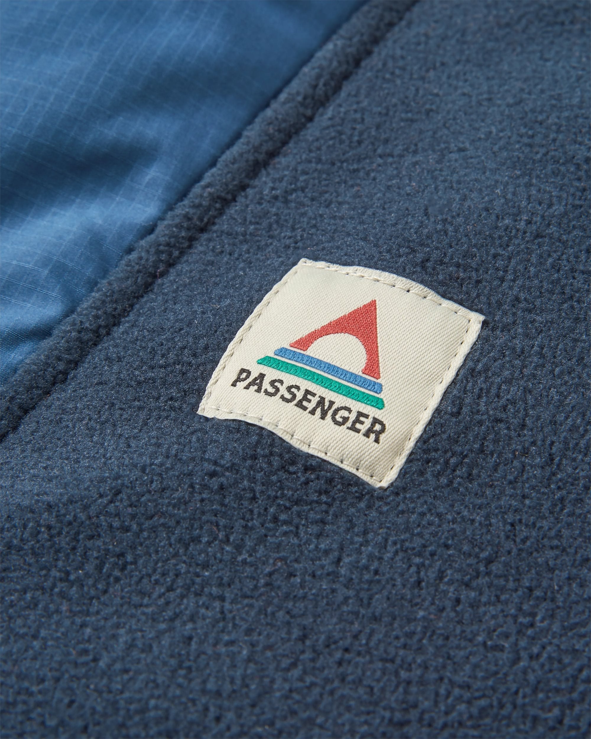 Woodland Hooded 1/2 Zip Recycled Polar Fleece - Baked Clay/Deep Navy - Flatlay