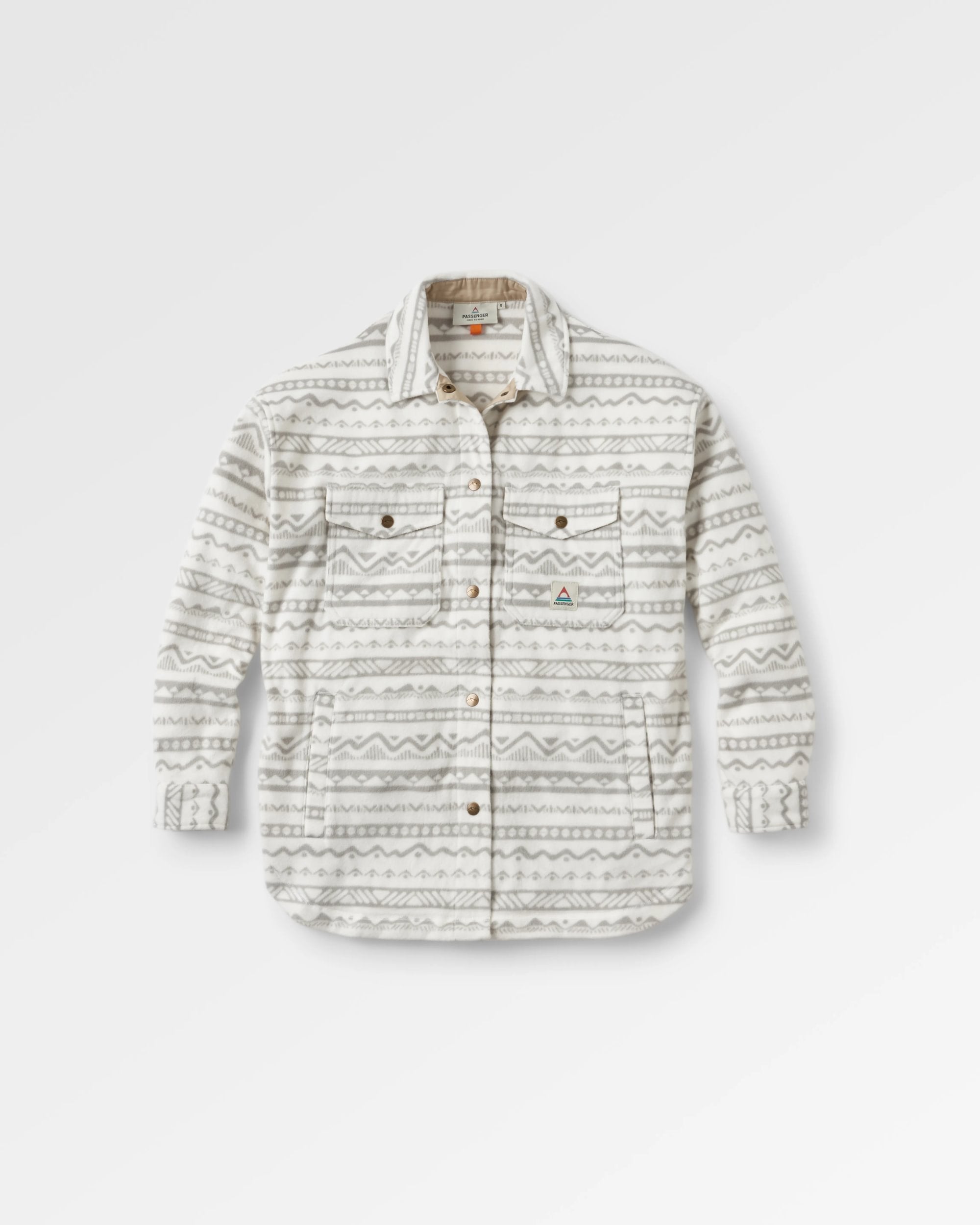 East Recycled Polar Fleece Shirt - Mountain Geo Vintage White - Flatlay