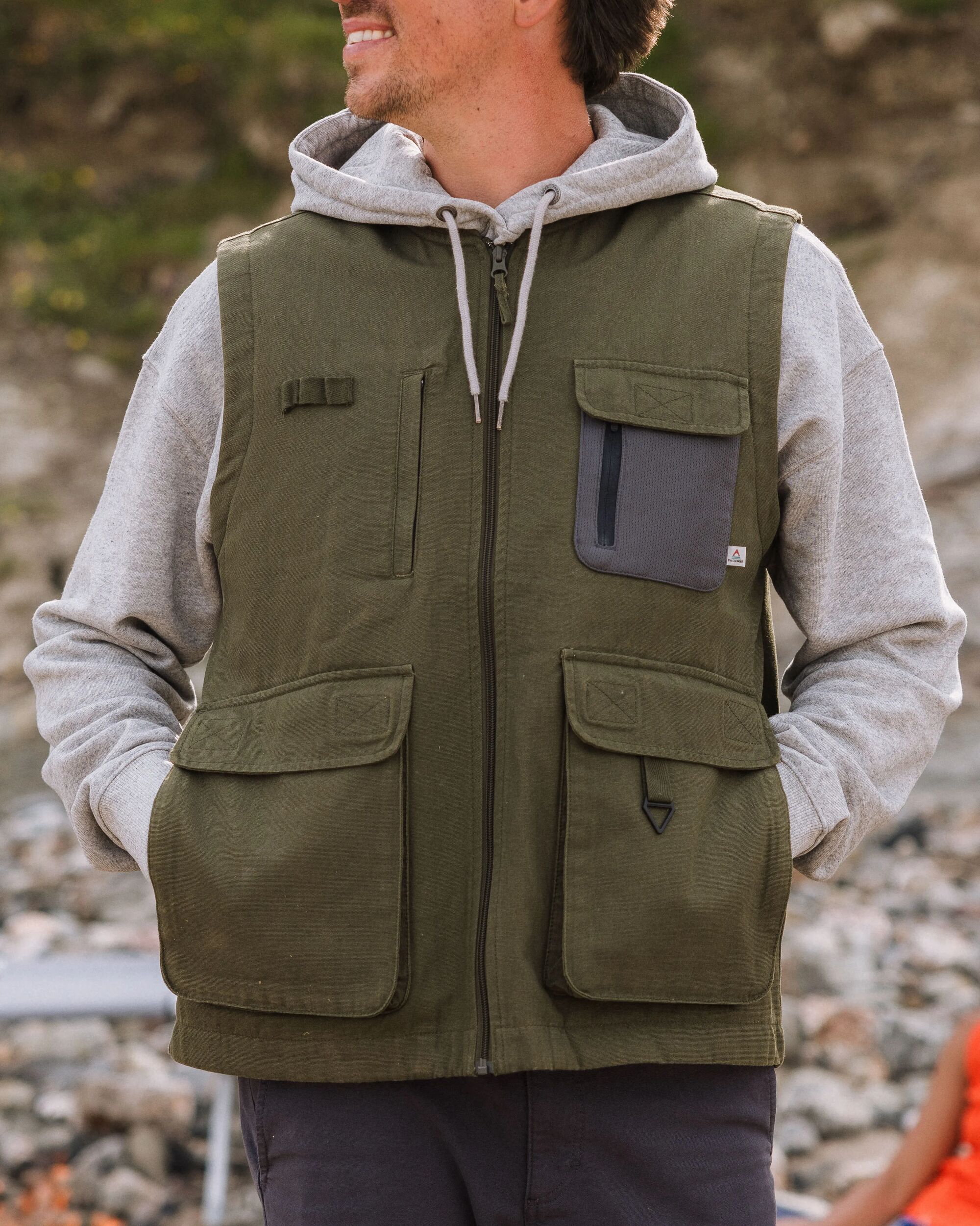 Explorers Organic Cotton Canvas Gilet - Khaki - Lifestyle