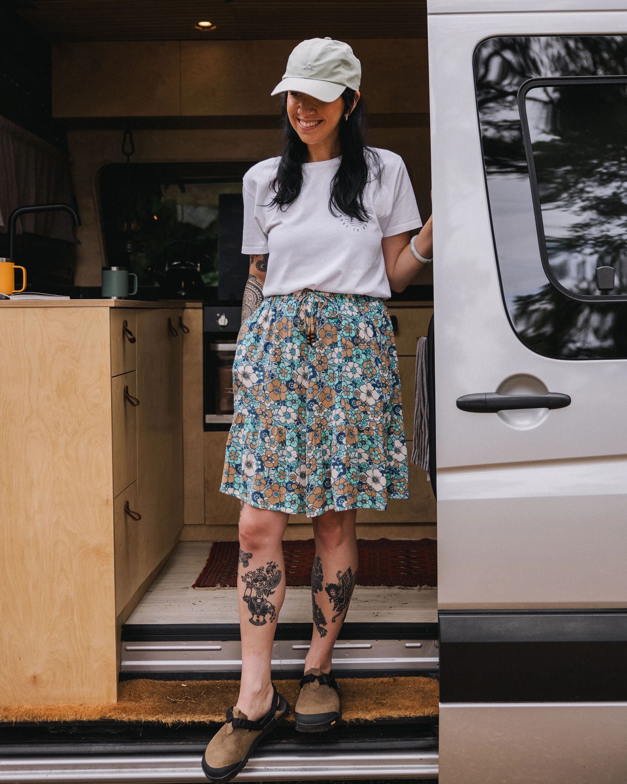 Dew EcoVero Woven Skirt - Vintage Floral Aqua - Lifestyle