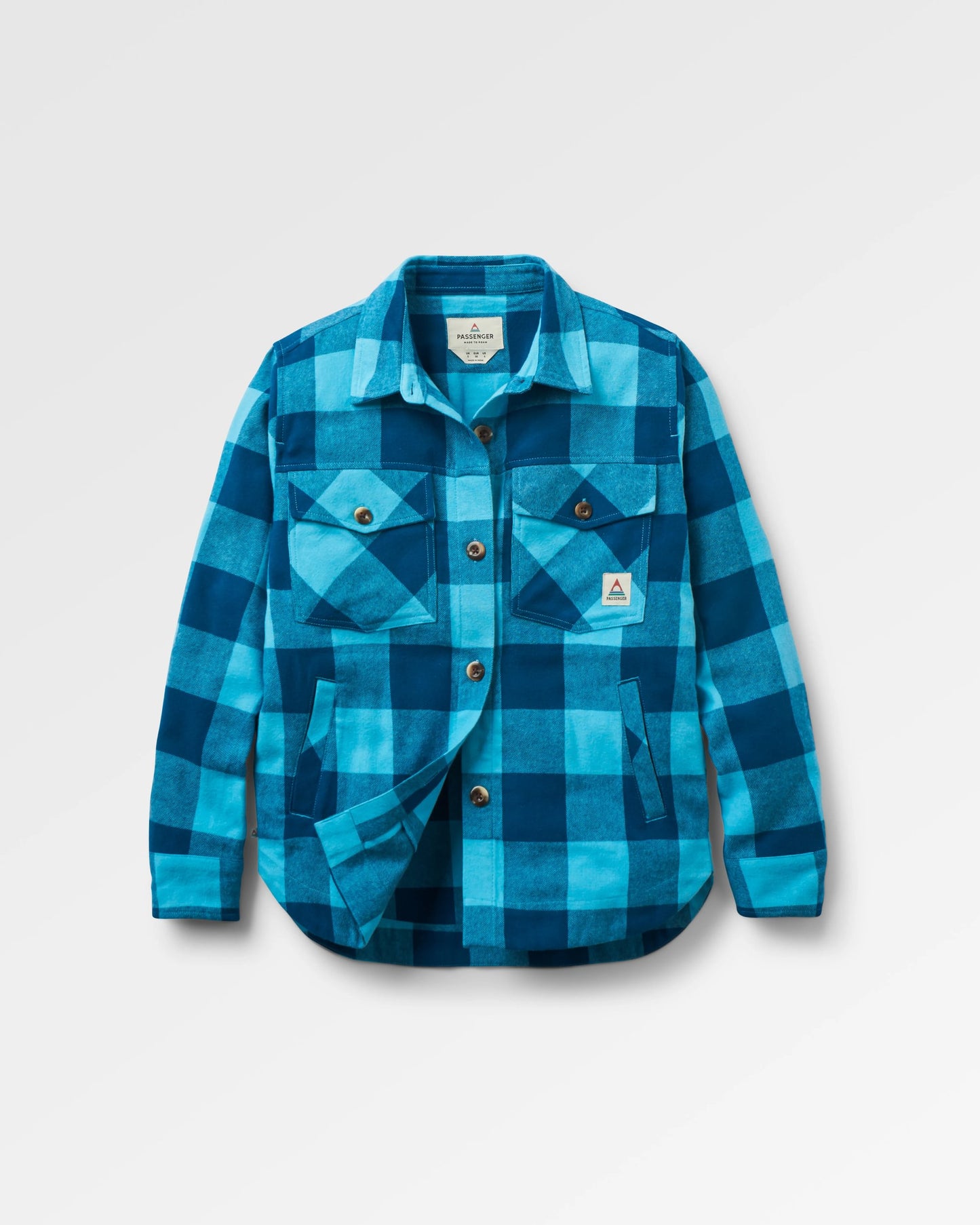 Stella Organic Cotton LS Shirt - Retro Blue Check - Flatlay
