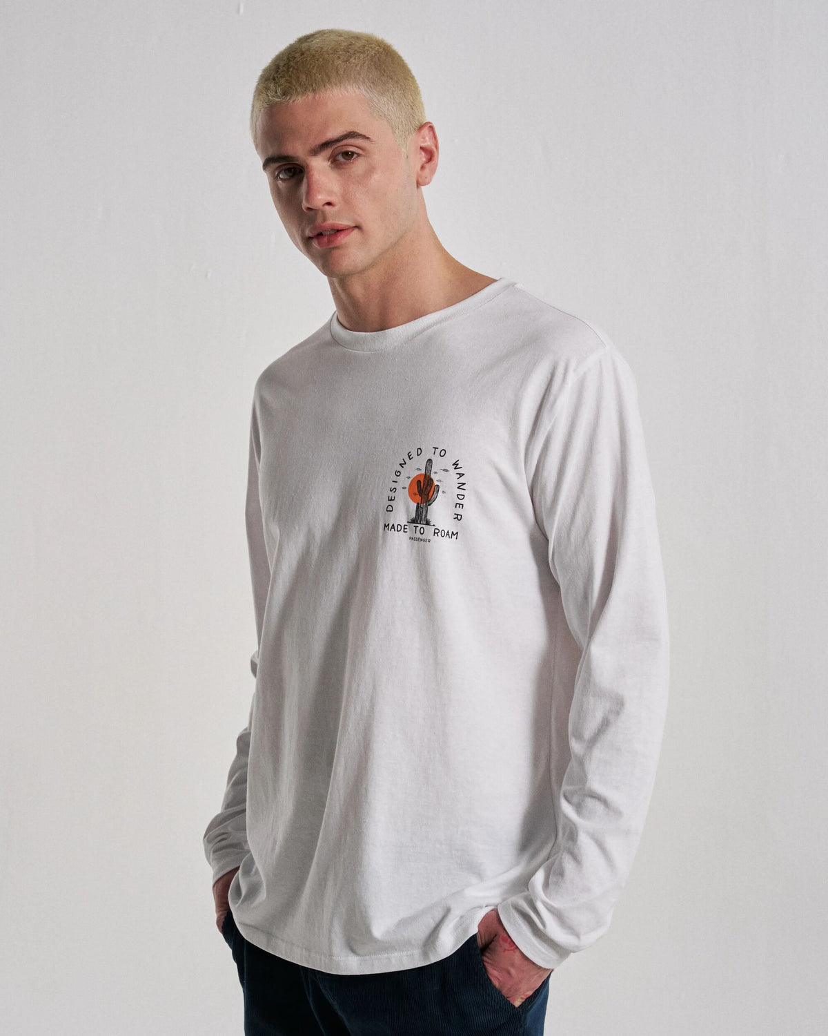 Explore LS T-Shirt - White - Studio Model