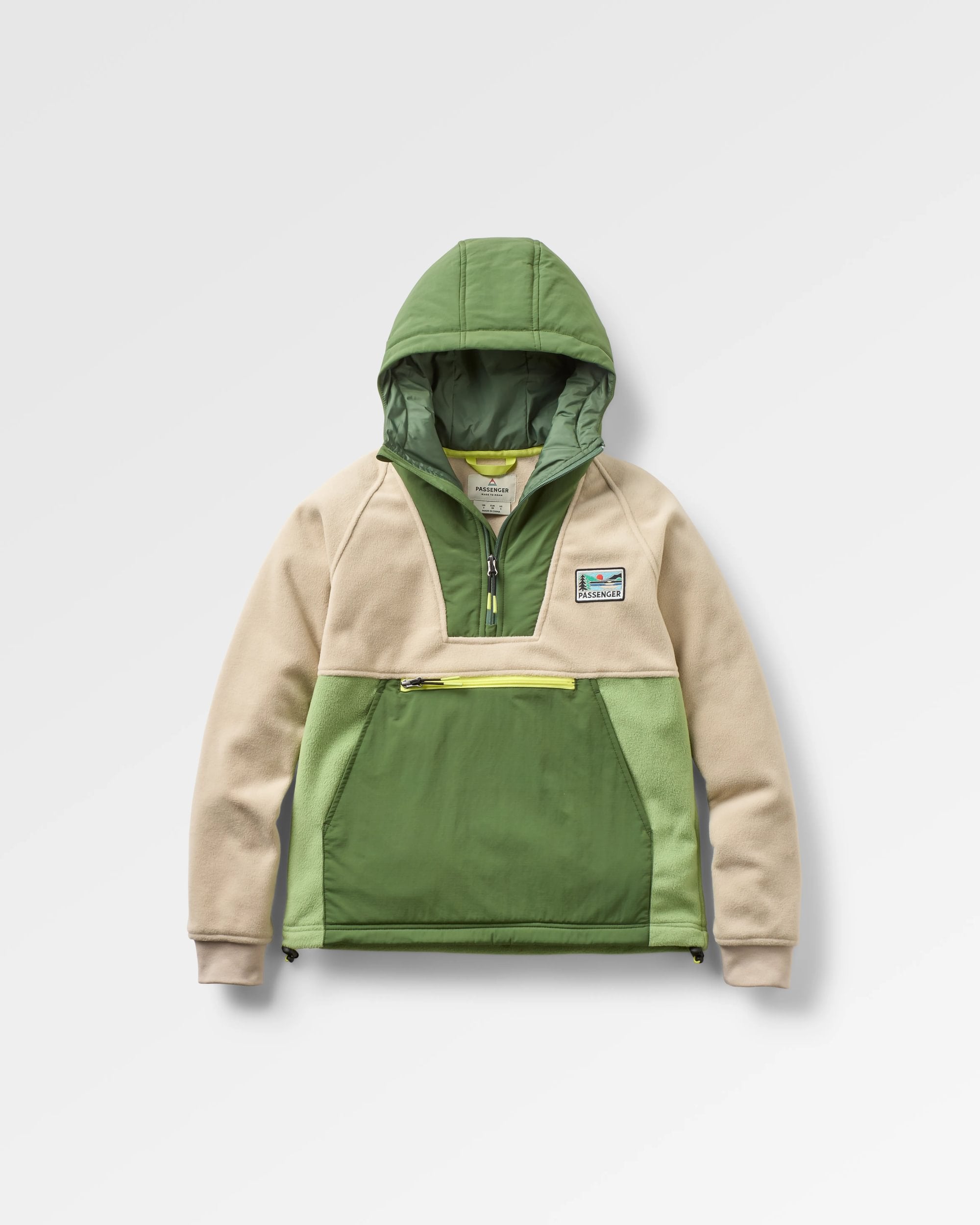 Alexander Recycled Hooded Polar Fleece - Feather/Wild Green - Flatlay