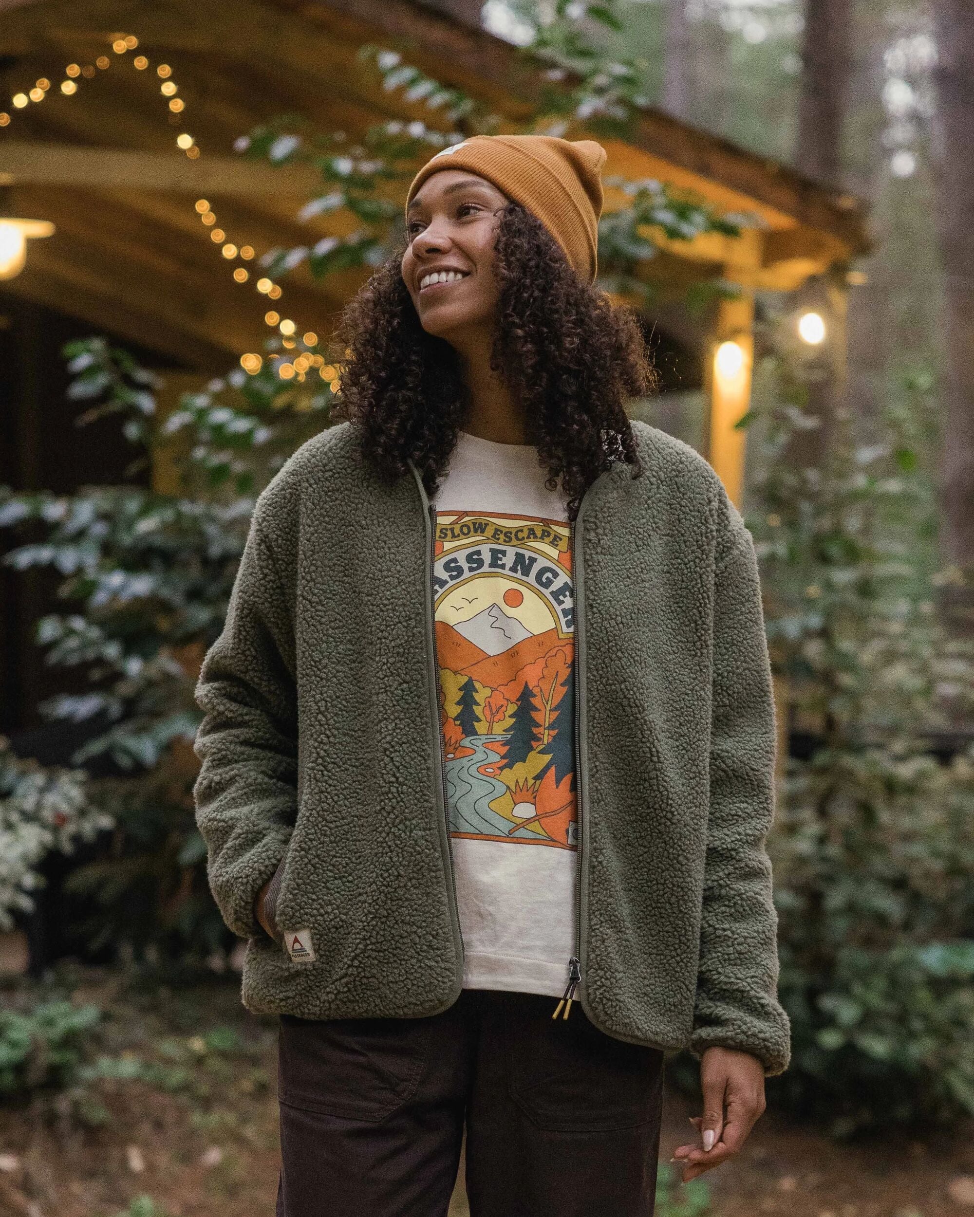 Tawny Recycled Deep-Pile Sherpa Fleece - Dusty Olive - Lifestyle