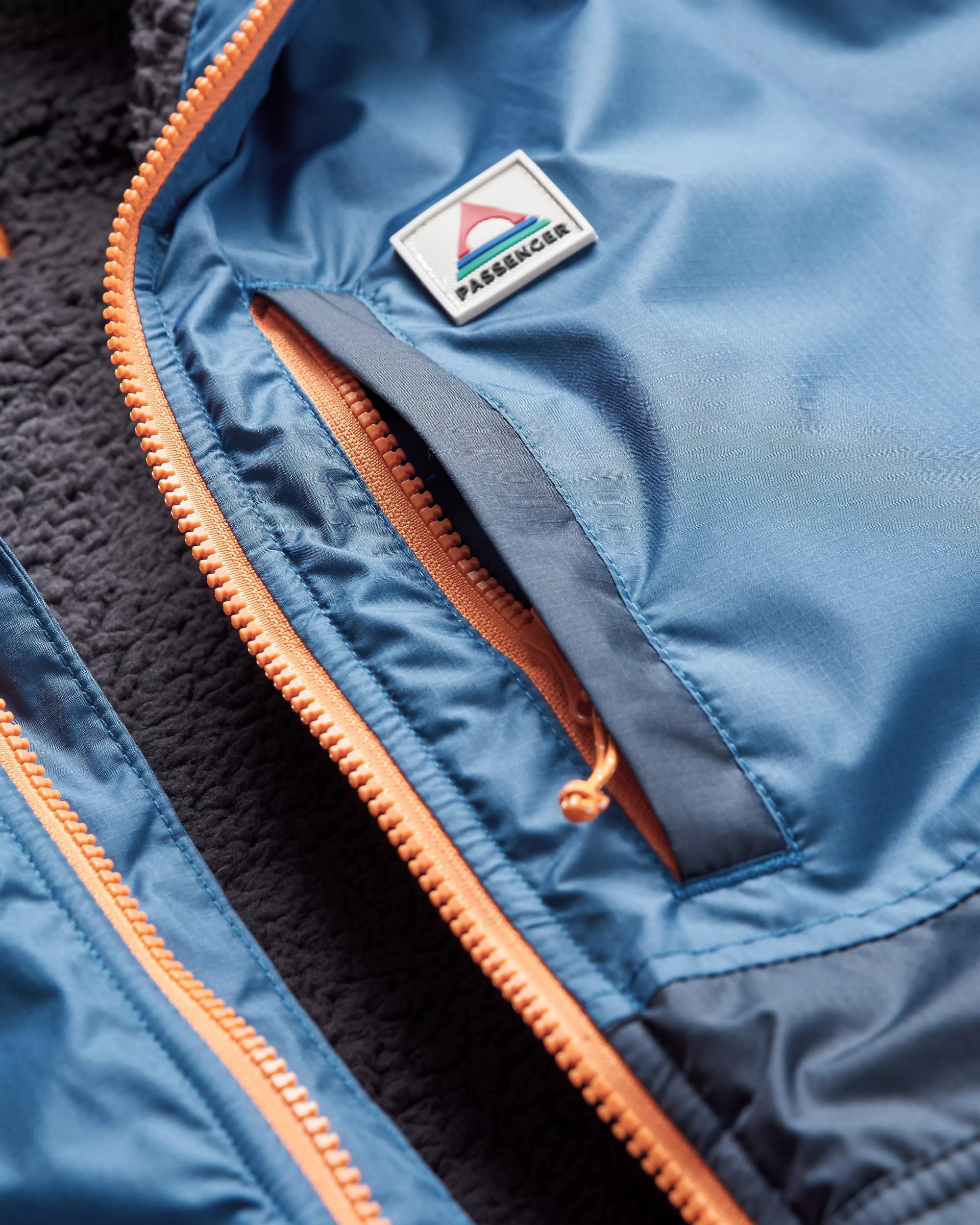 Waves Recycled Sherpa-Lined Changing Robe - Dark Denim/ Deep Navy - Flatlay