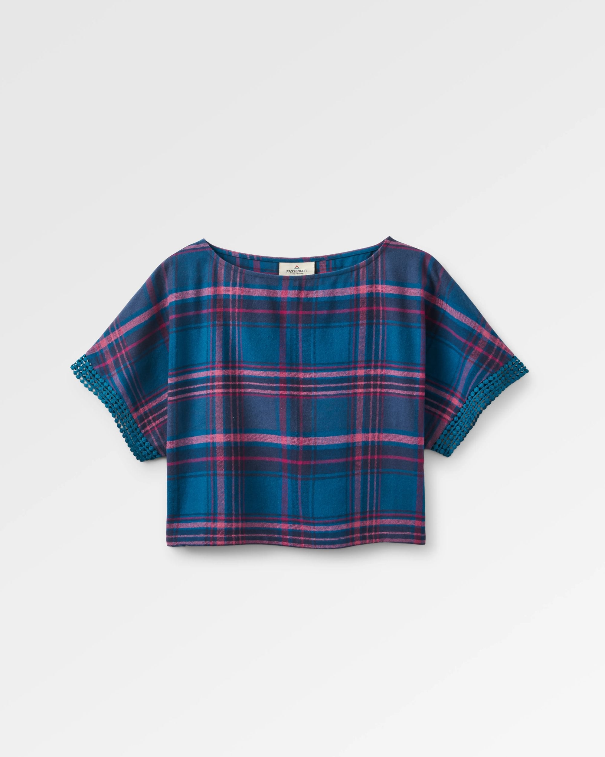 Flurry Woven Top - Tidal Blue/Wild Berry Check - Flatlay