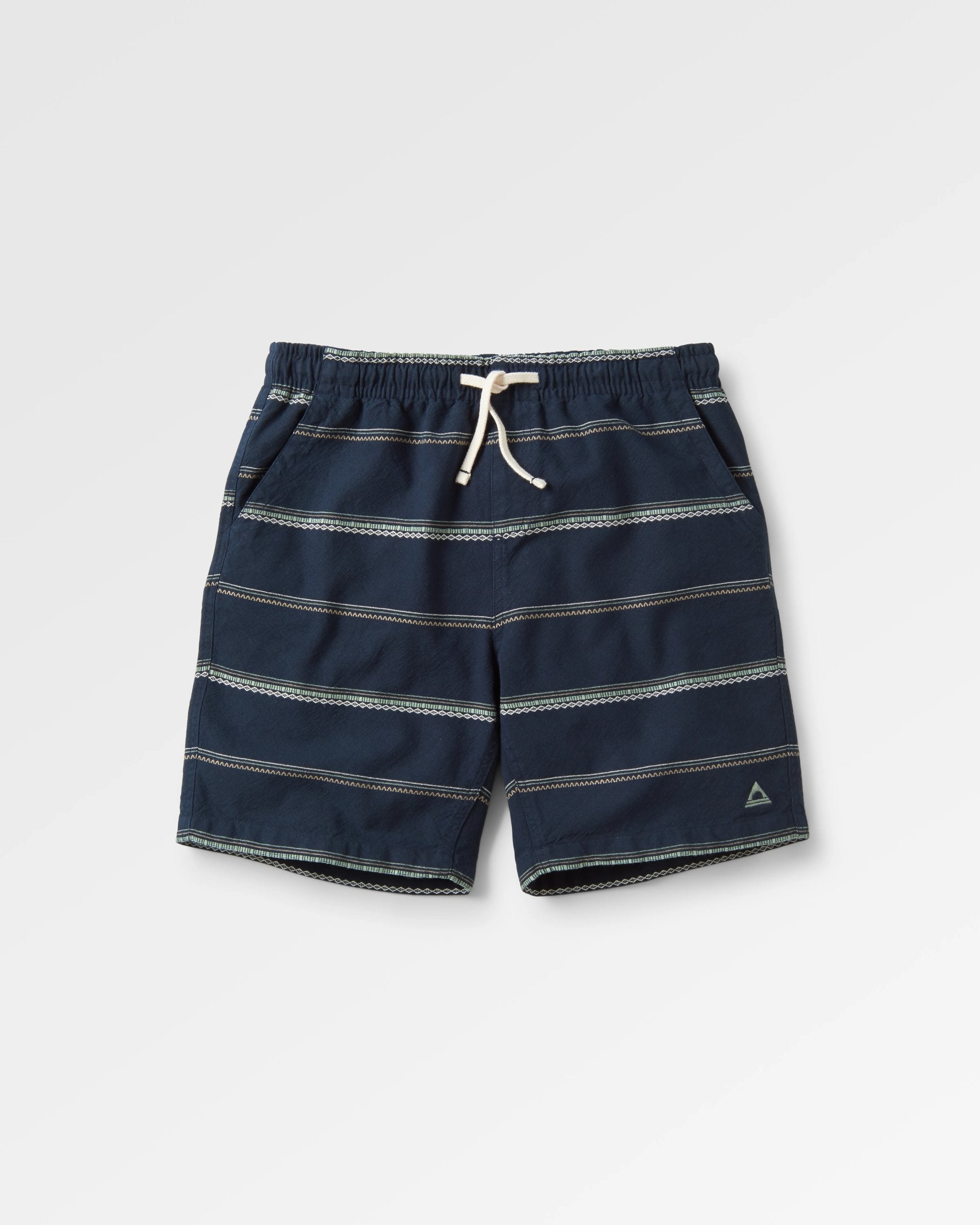 Drifter Organic Cotton Jacquard Short - Deep Navy Jacquard Stripe - Flatlay