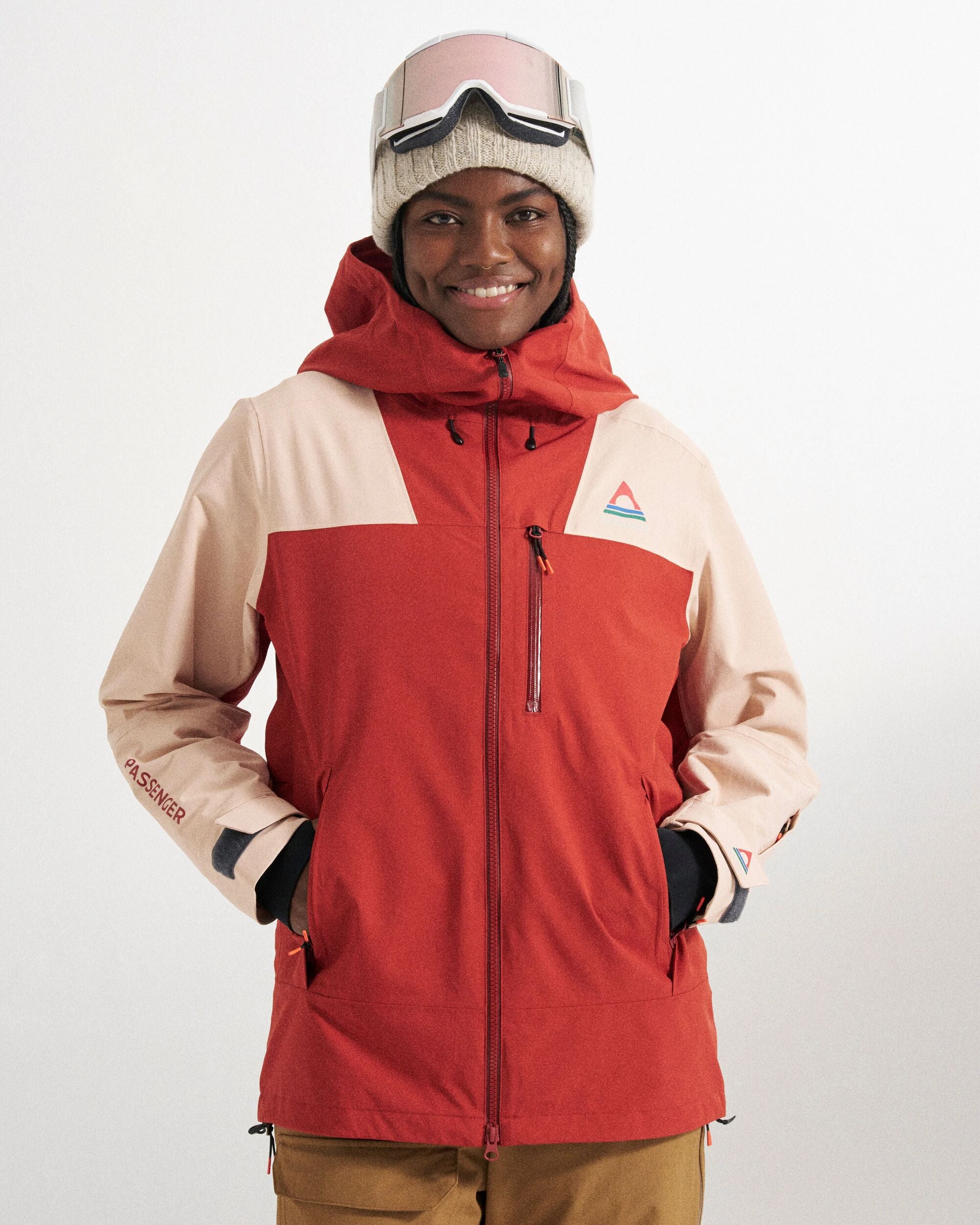 Snowscape Women's Recycled Jacket - Red Ochre/Blush - Studio Model