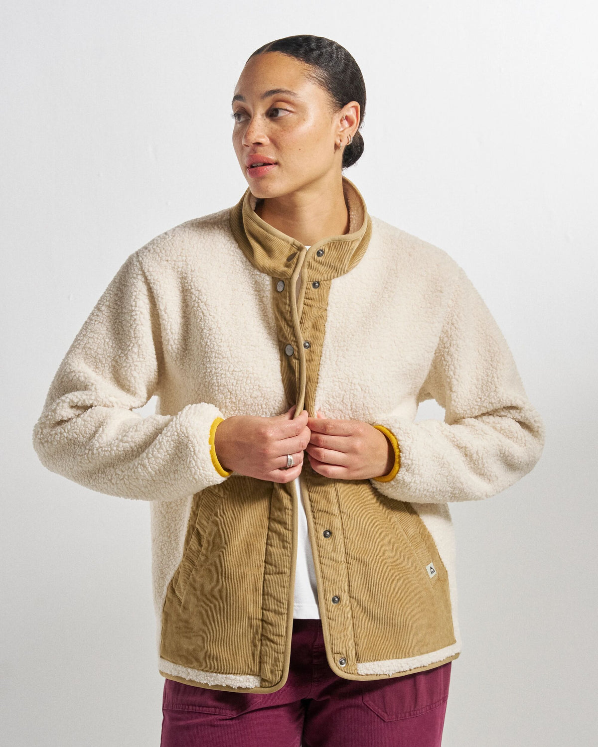 Clover Sherpa Fleece - Vintage White - Studio Model