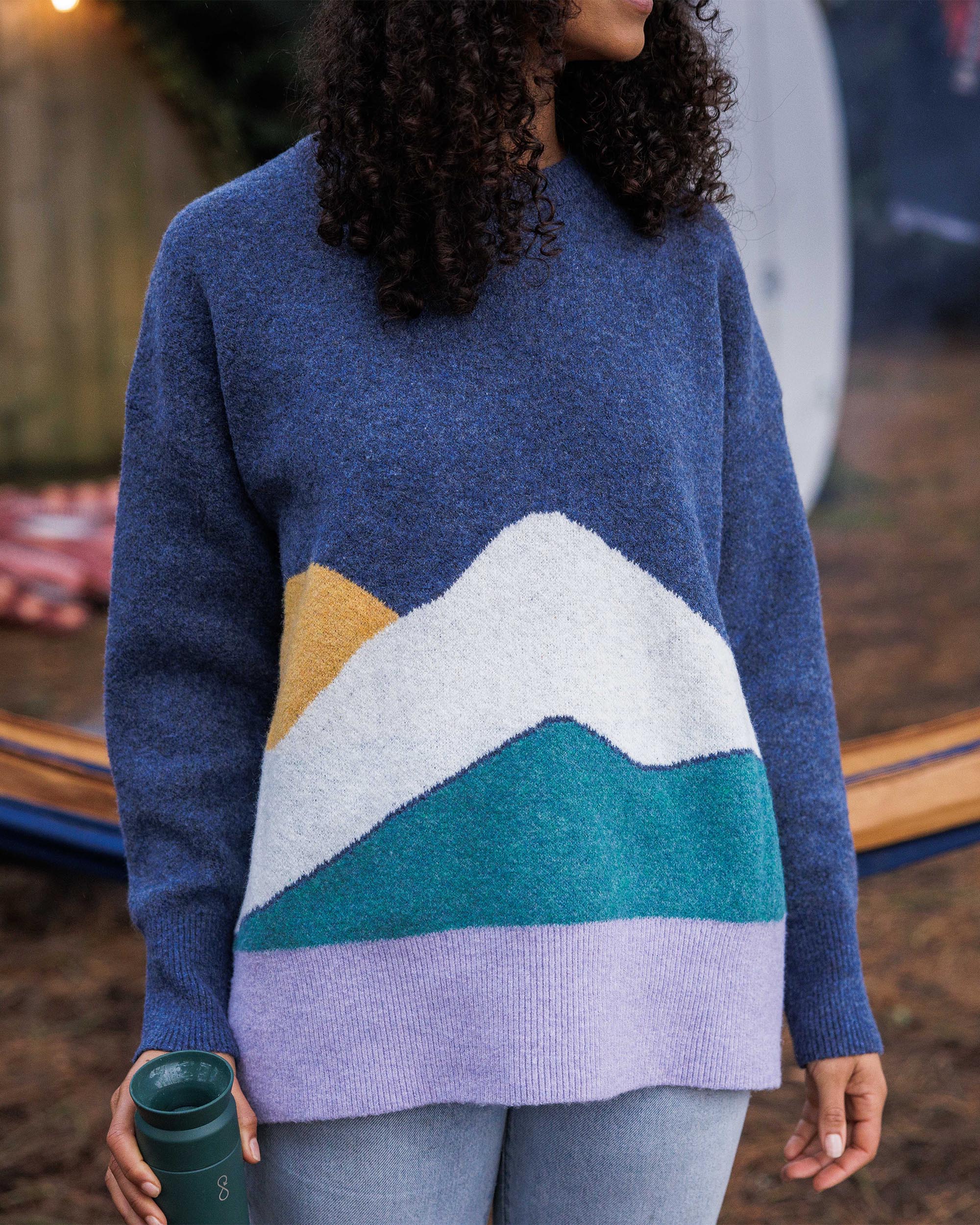 Vista Recycled Knitted Jumper - Dark Denim - Lifestyle