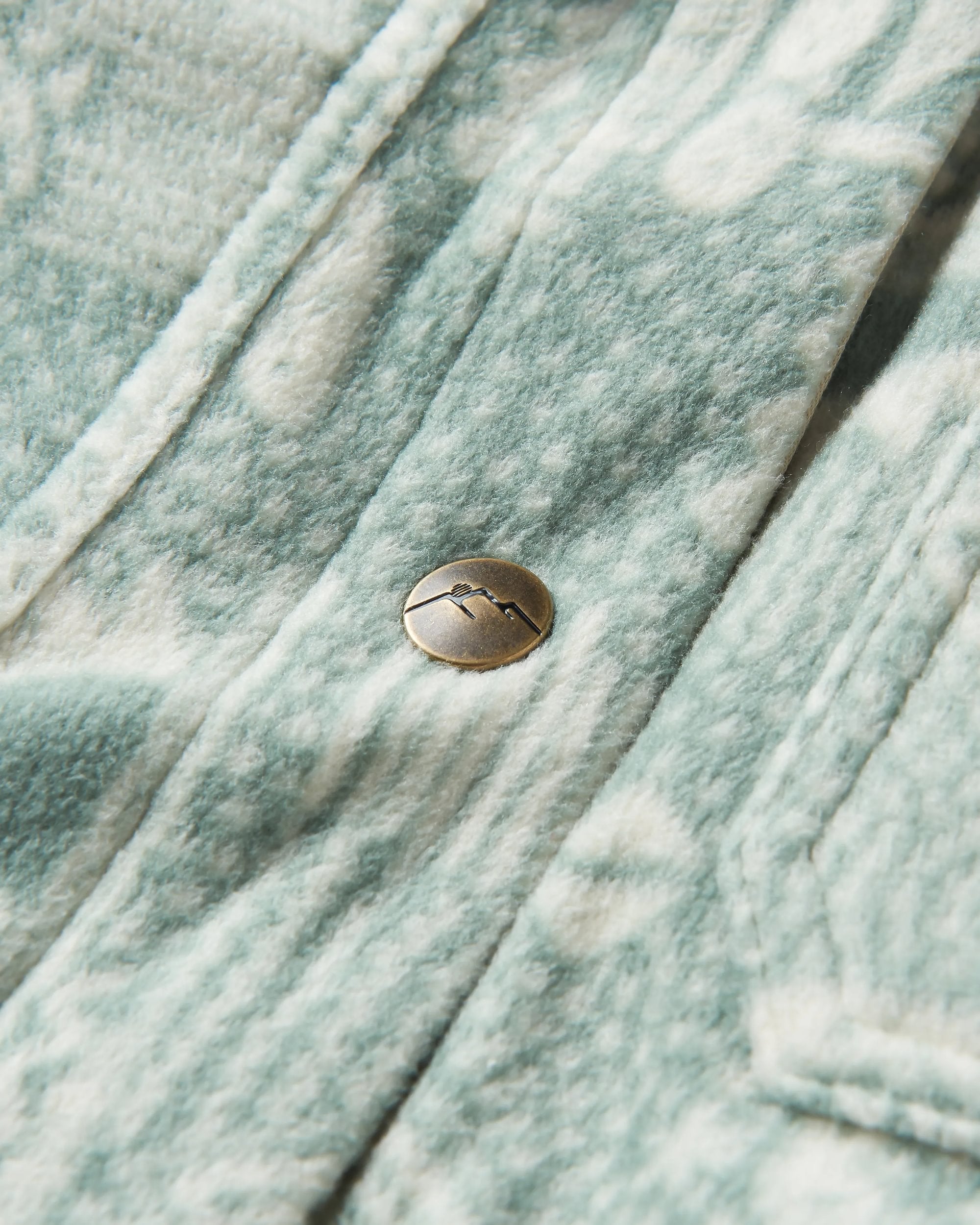 East Recycled Polar Fleece Shirt - Vintage Patchwork Pistachio - Flatlay