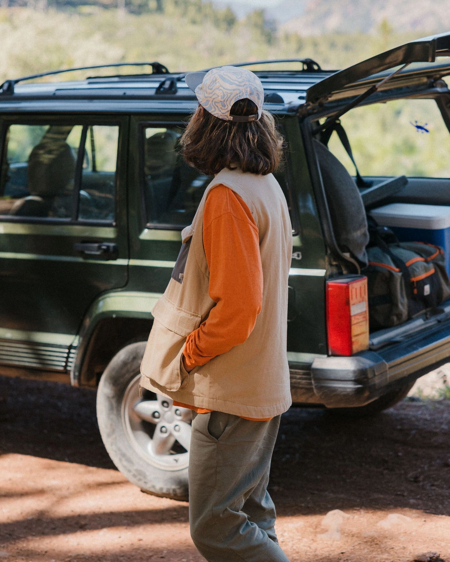 Explorers Organic Cotton Canvas Vest - Stone - Lifestyle