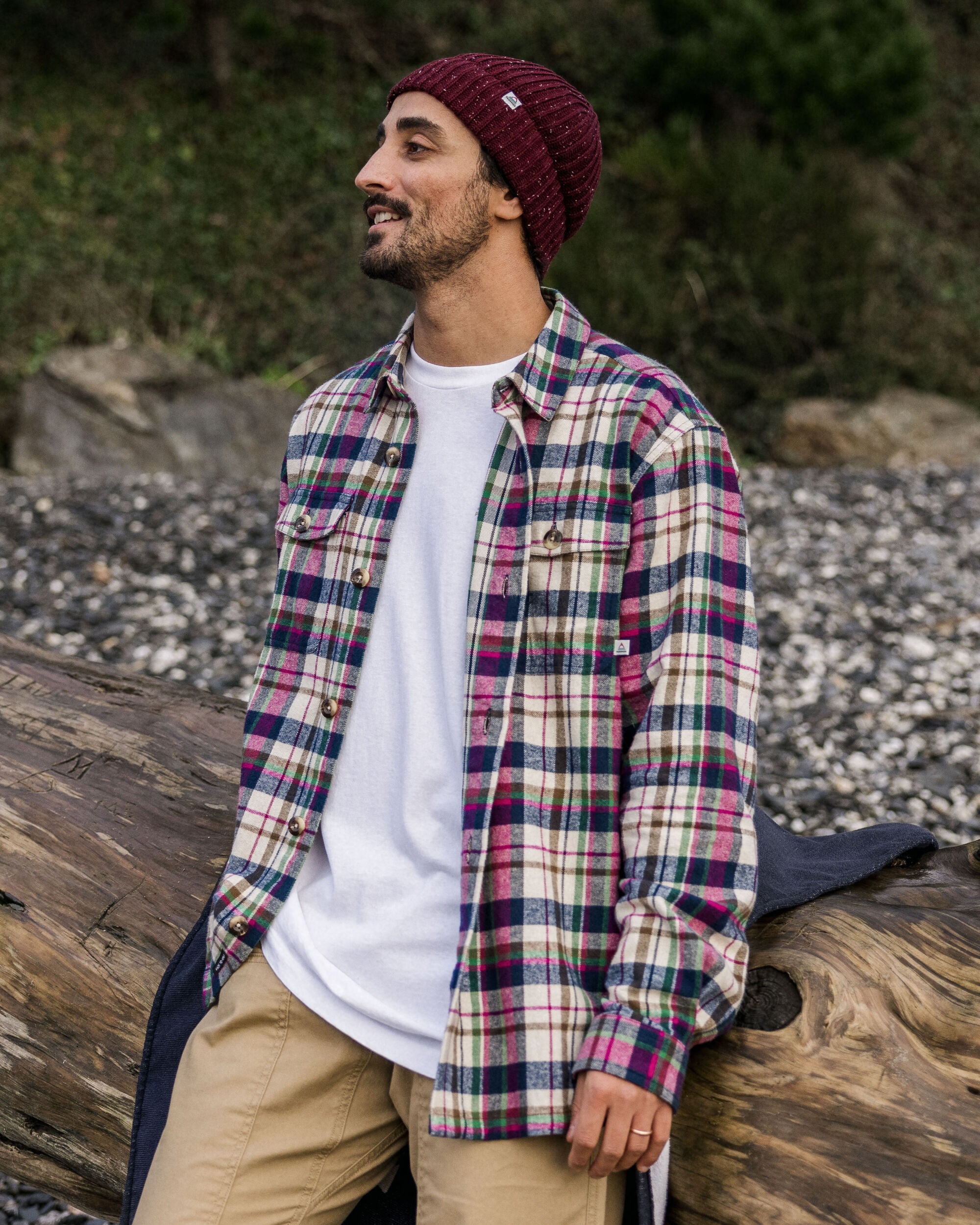 Rustic Organic Cotton Heavyweight Overshirt - Off White Check - Lifestyle