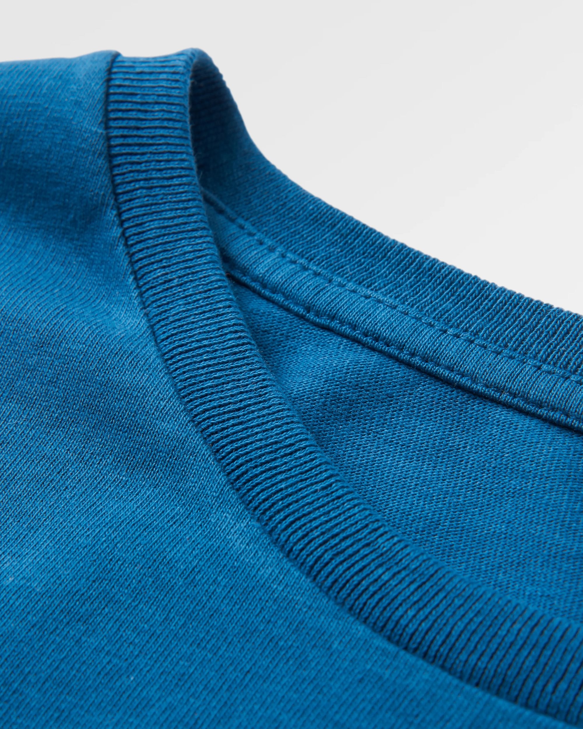 Waves & Trees Recycled Cotton LS T-Shirt - Tidal Blue - Flatlay