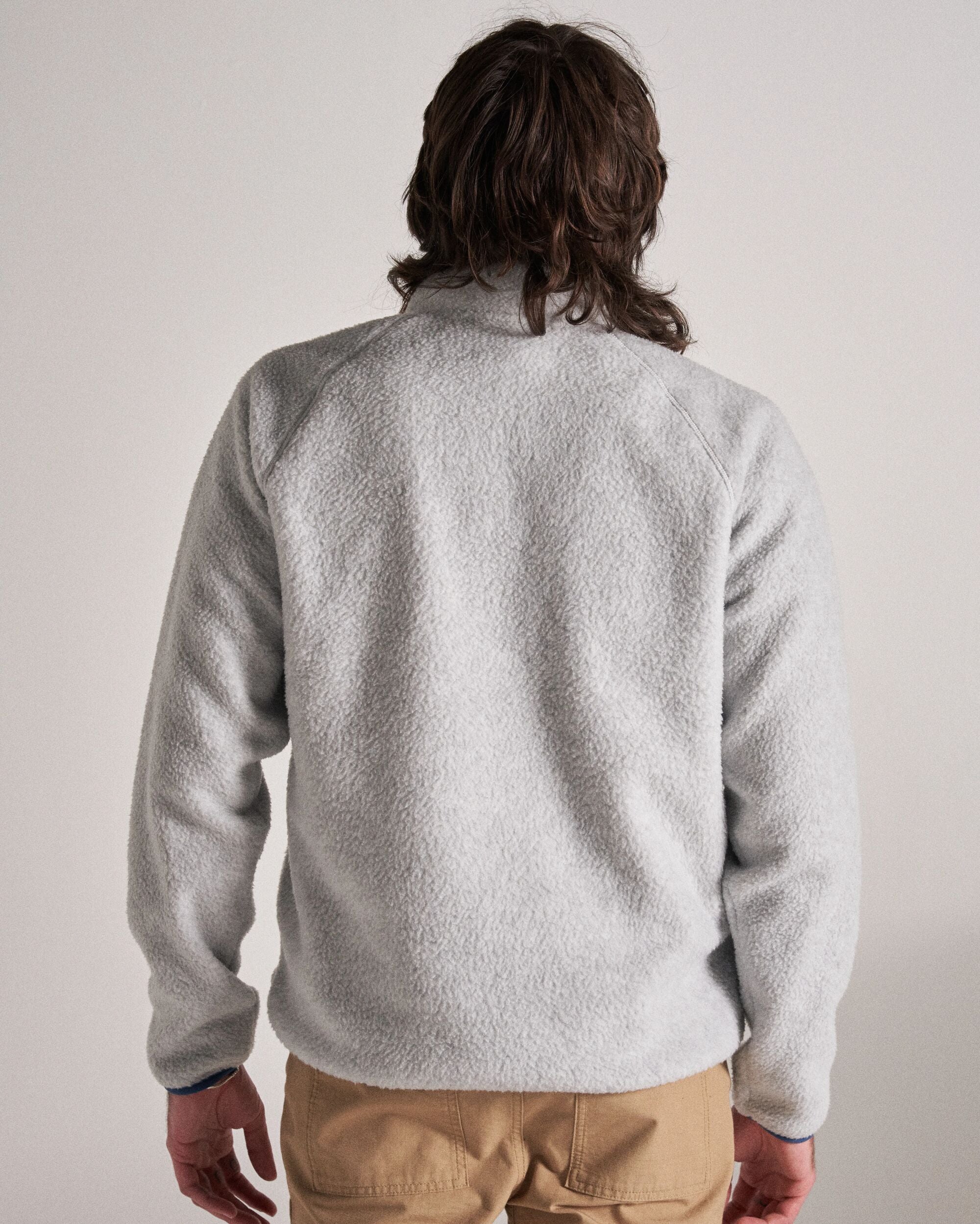 Offgrid 1/2 Zip Recycled Sherpa Fleece - Grey Marl 2 - Studio Model