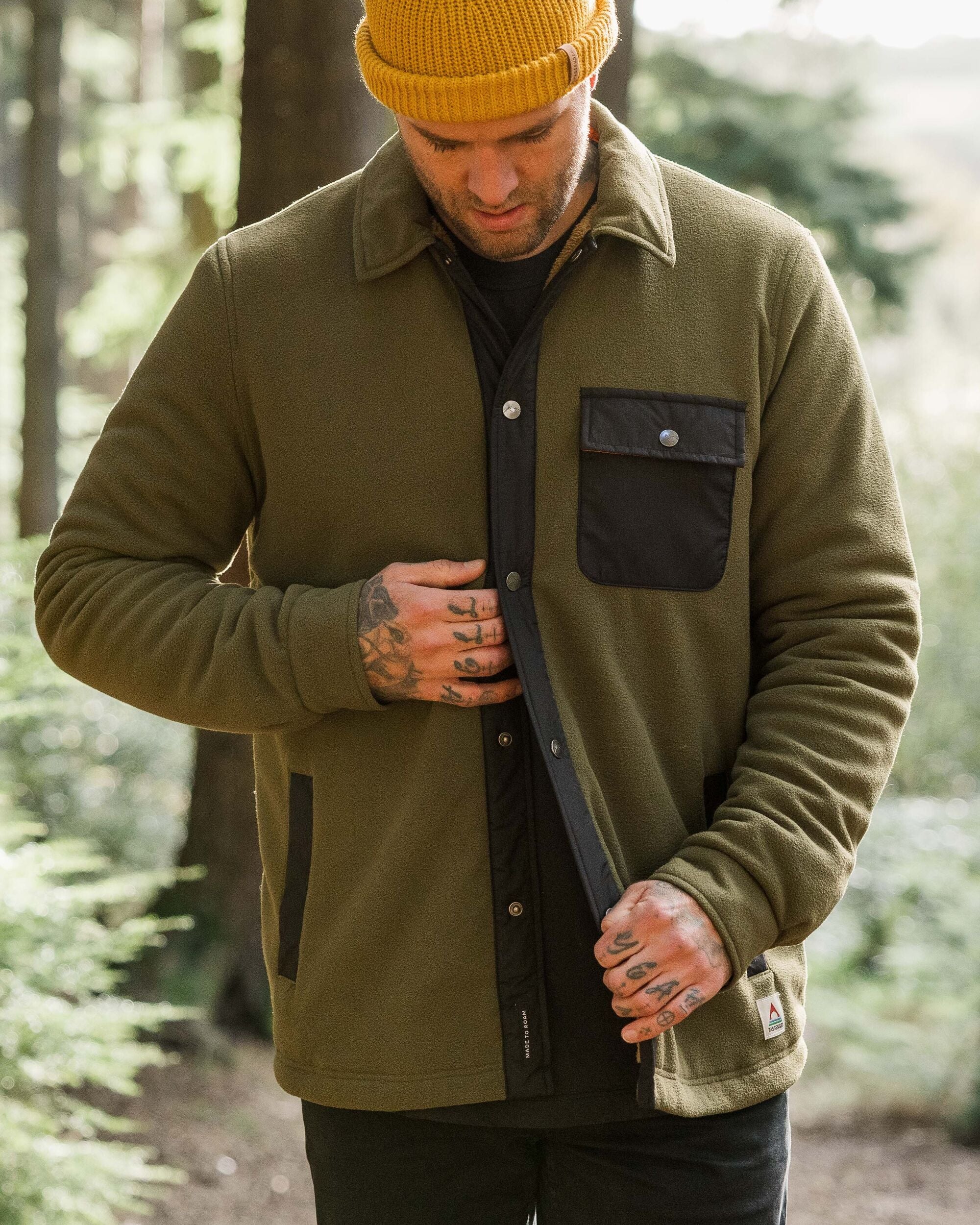 Firelight Sherpa Lined Overshirt - Khaki - Lifestyle