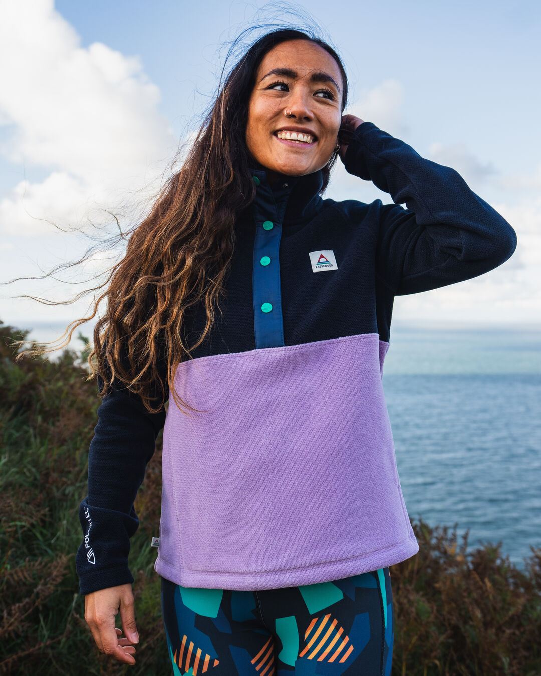 Women's Snowdrop Recycled Polartec® Fleece - Lilac/ Deep Navy - Lifestyle - Female