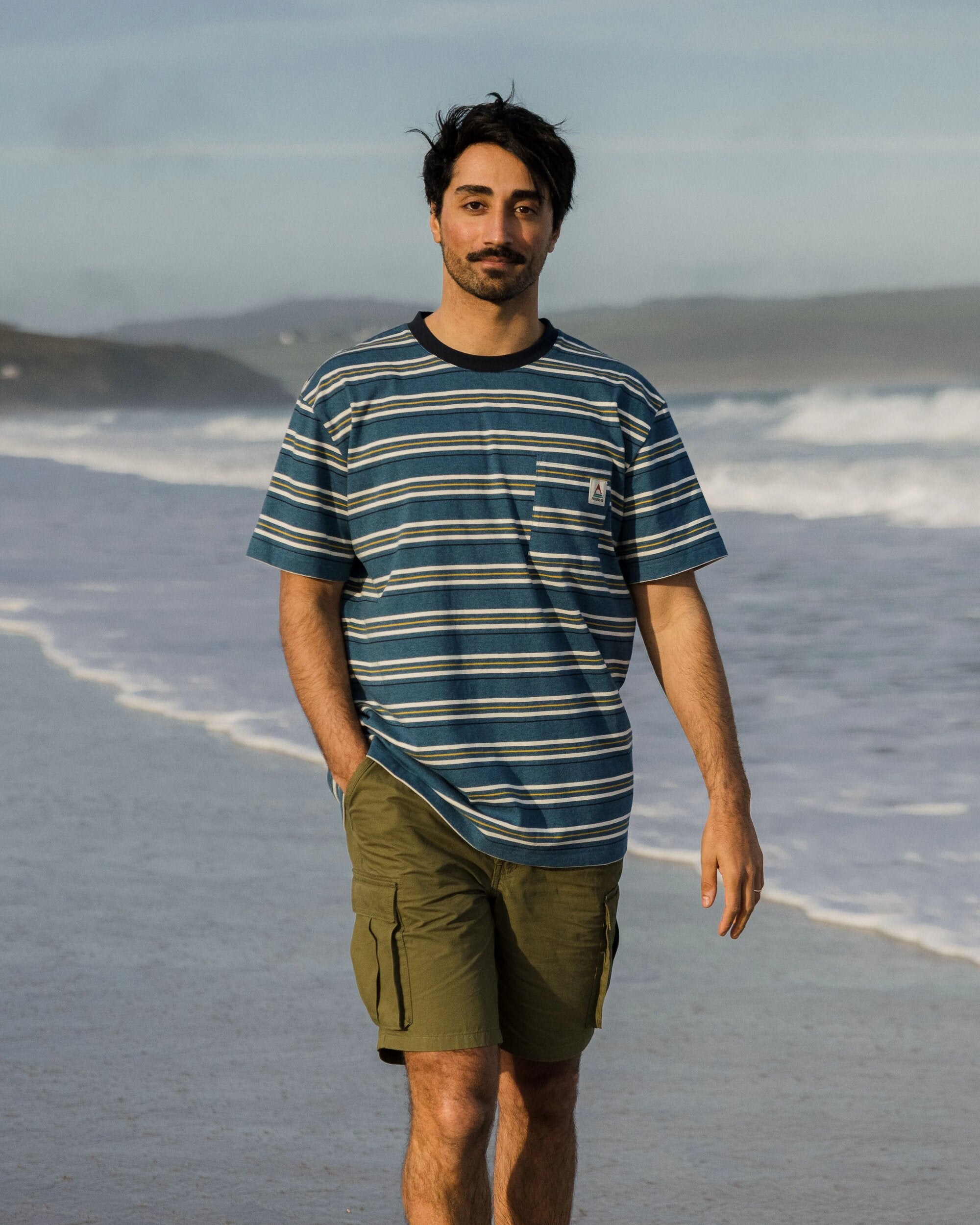 Retro Recycled Relaxed Fit T-Shirt - Blue Steel Marl - Lifestyle