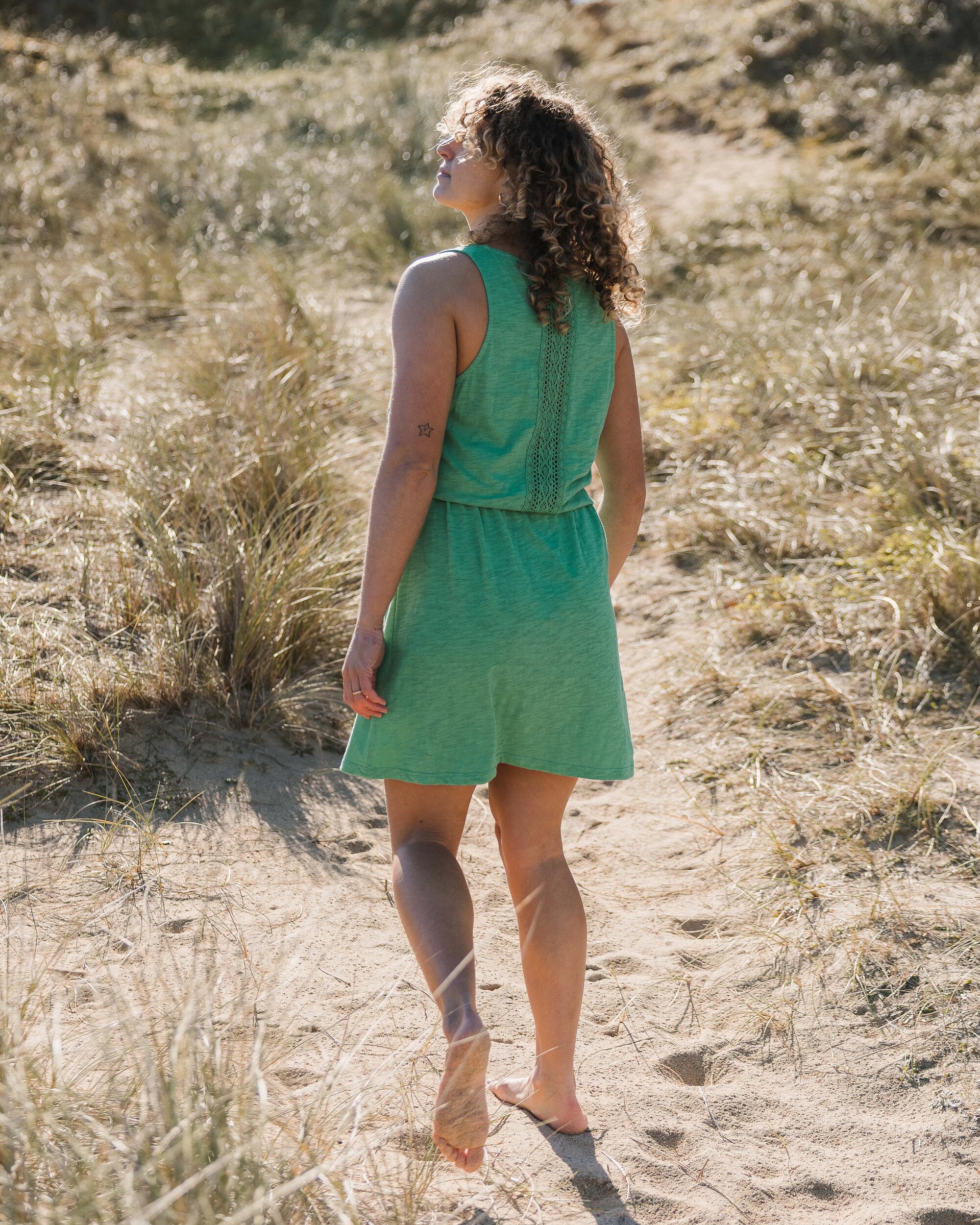 Rivergate Recycled Cotton Dress - Green Spruce - Lifestyle