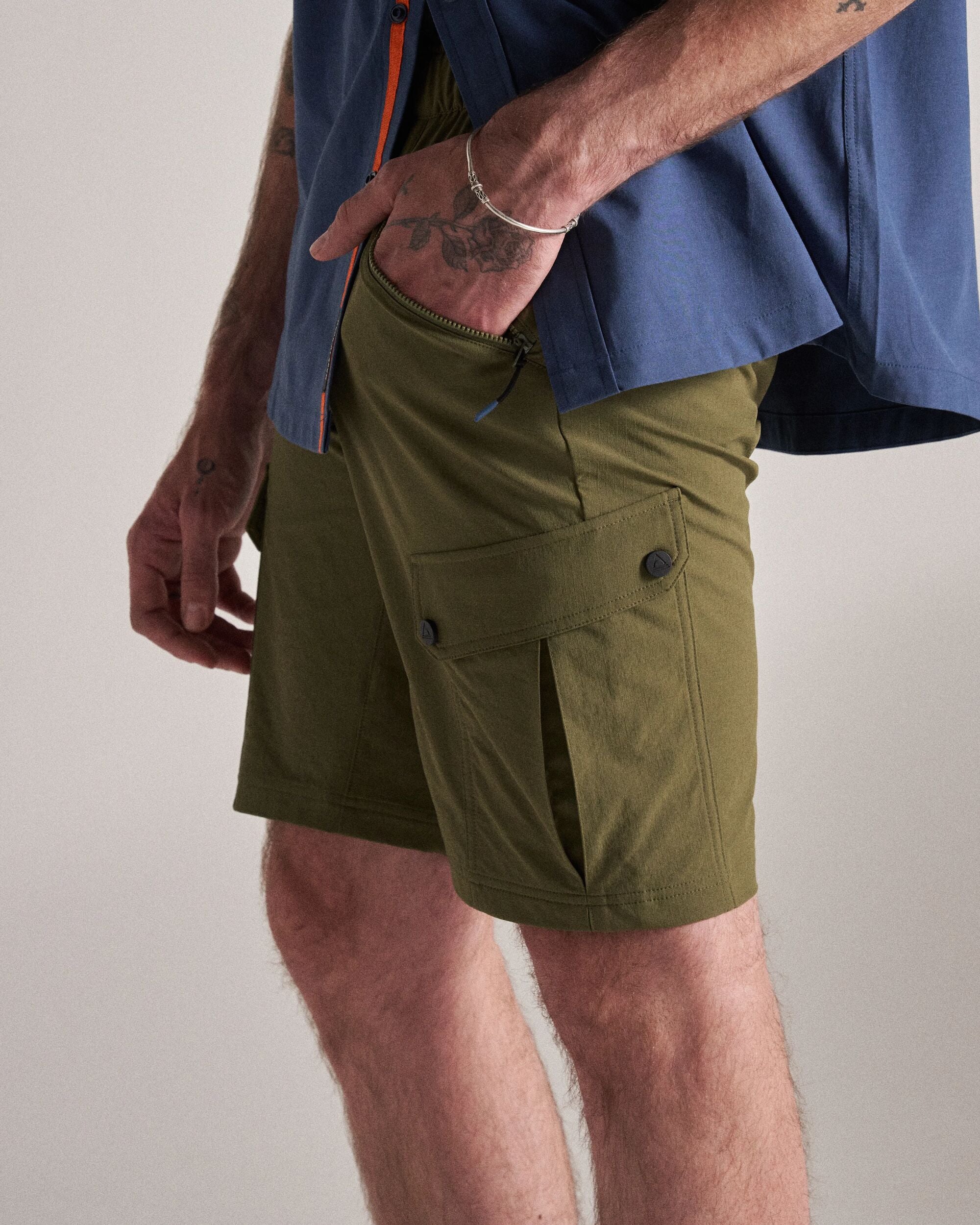 Stride Recycled Active Trail Short - Khaki - Studio Model