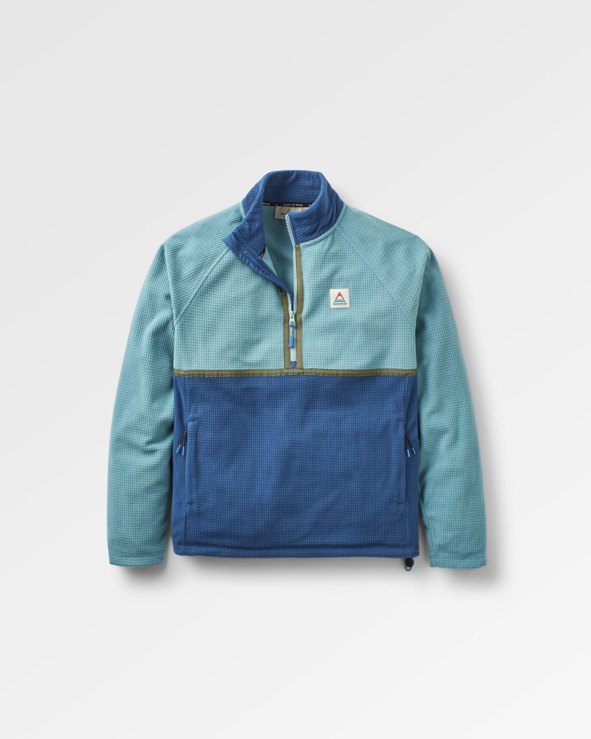 Overlook Recycled Grid Polar Fleece - Arctic/Dark Denim - Flatlay