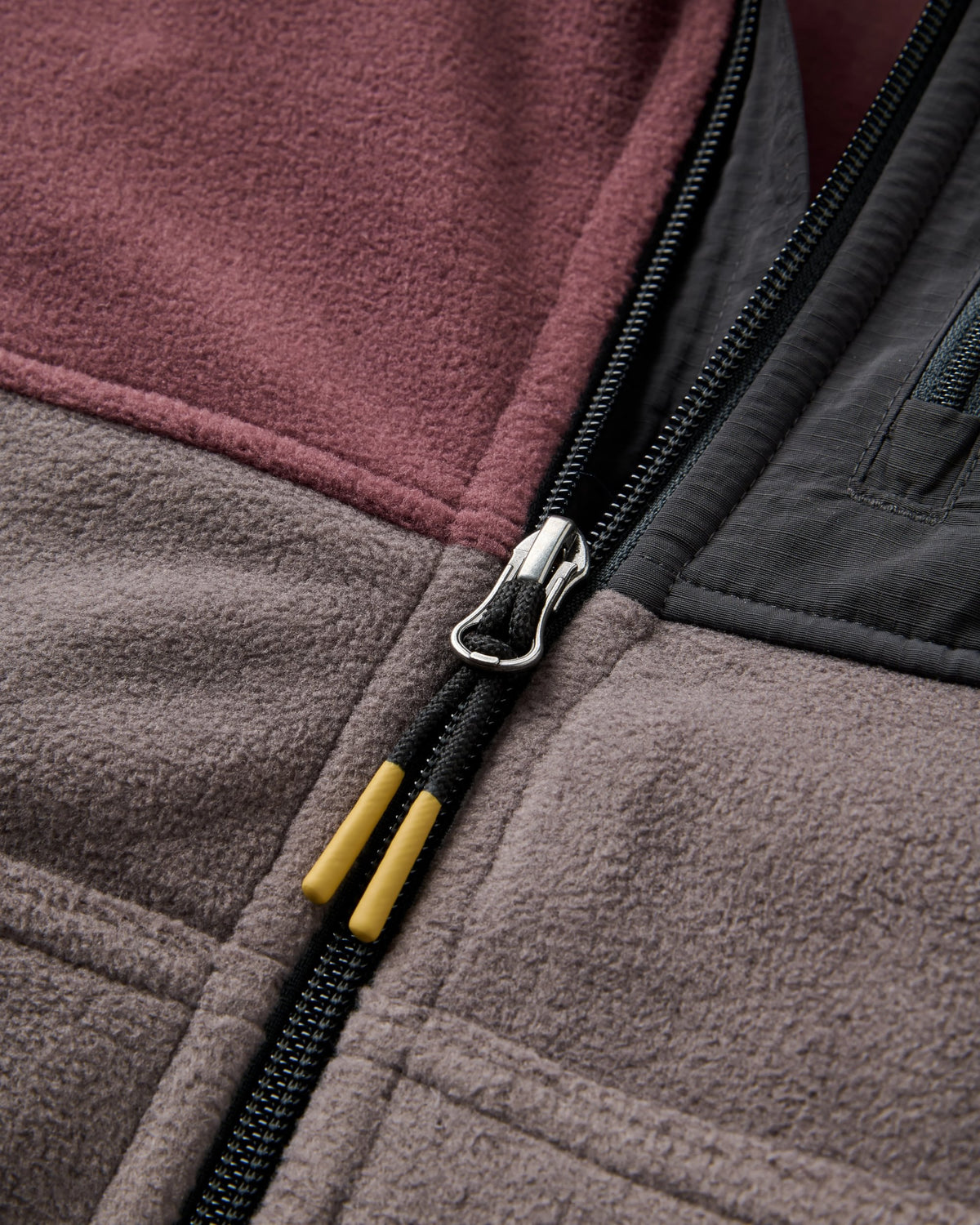 Woodland Full Zip Hooded Polartec® Fleece - Brambleberry/Slate Grey - Flatlay