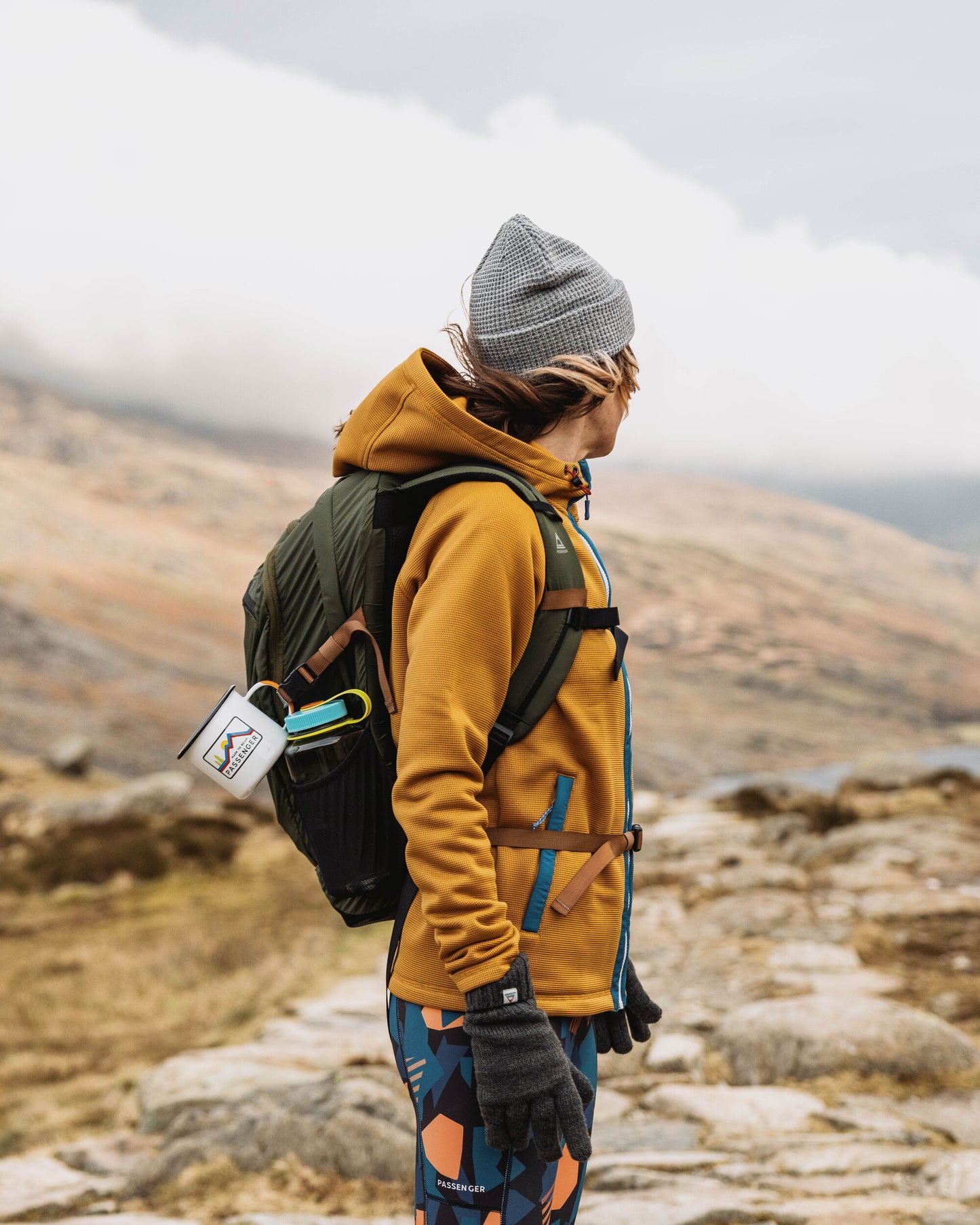 Slope Hooded Recycled Fleece - Dusty Ochre - Lifestyle