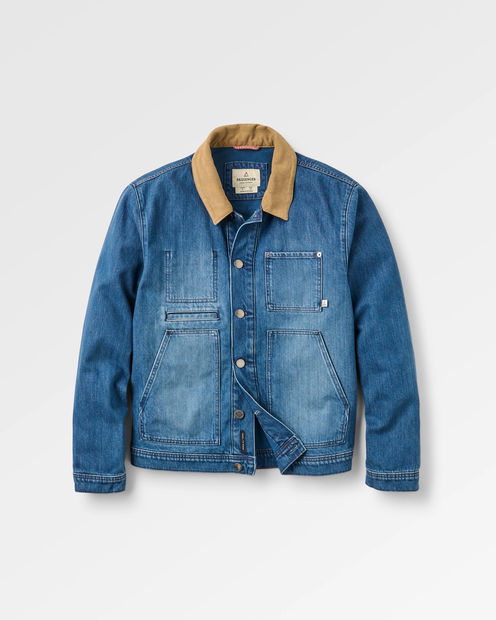 Vantage Lined Denim Jacket - Mid Wash Denim - Flatlay