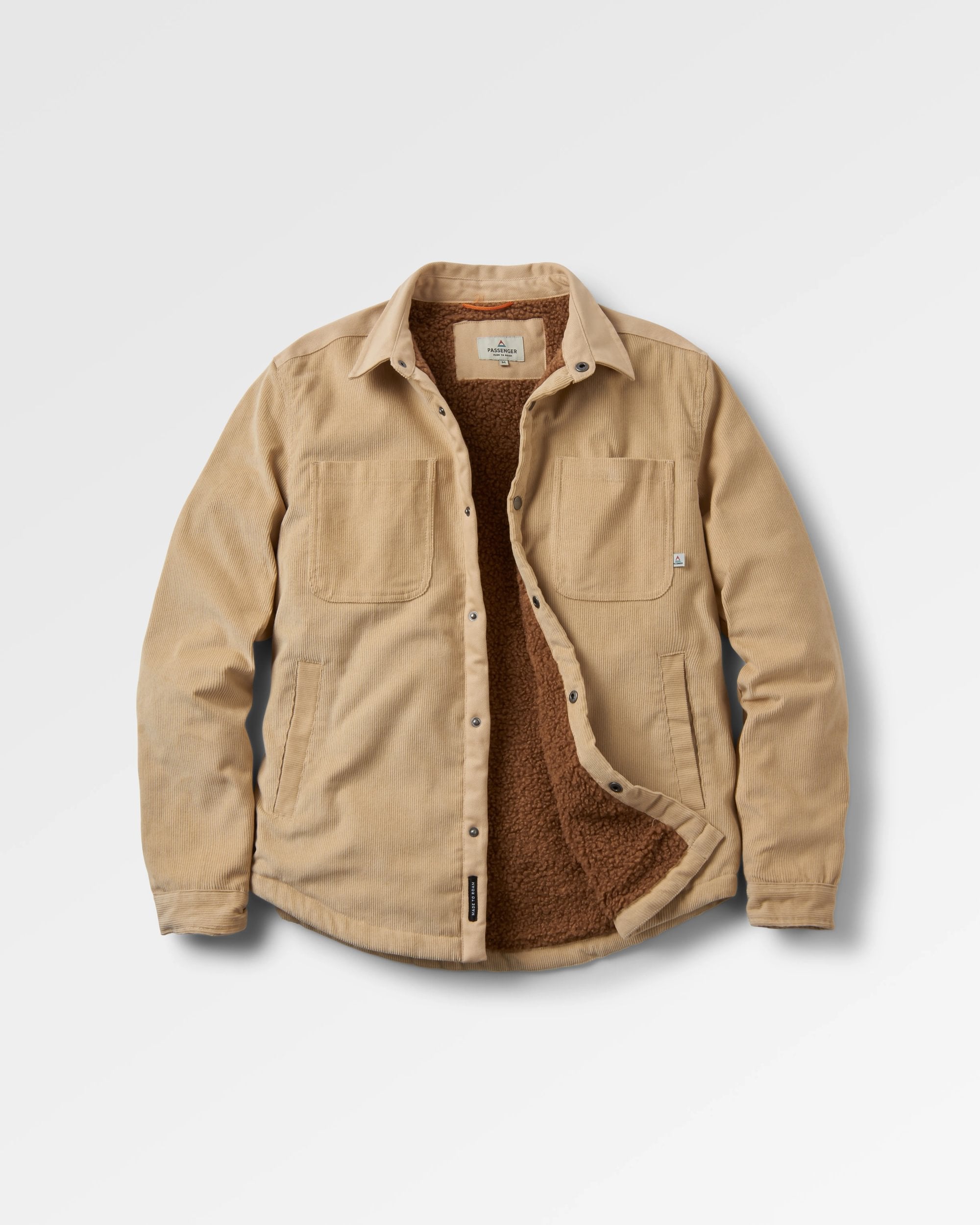 Kodiak Sherpa Lined Cord Overshirt - Stone - Flatlay