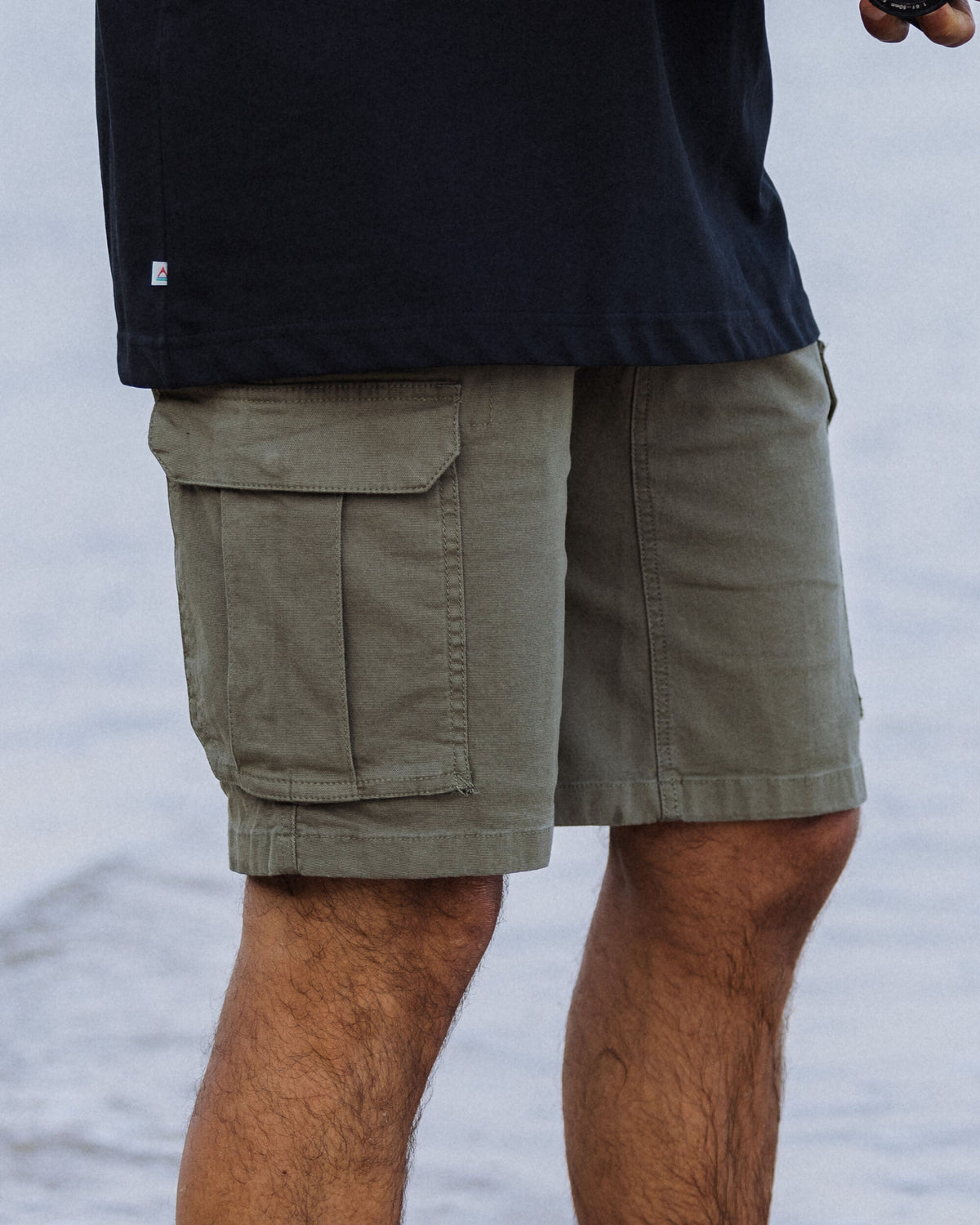 Lakeside Cargo Cotton Short - Dusty Olive - Lifestyle