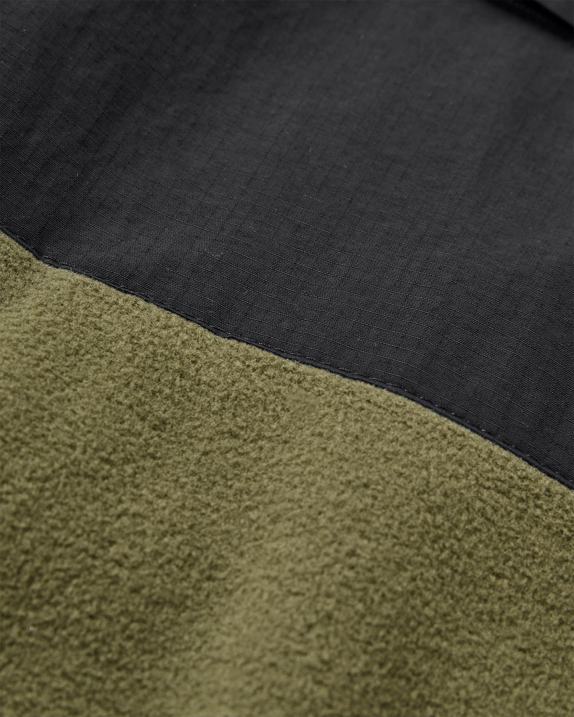 Woodland Hooded 1/2 Zip Recycled Polartec® Fleece - Black/Khaki - Flatlay