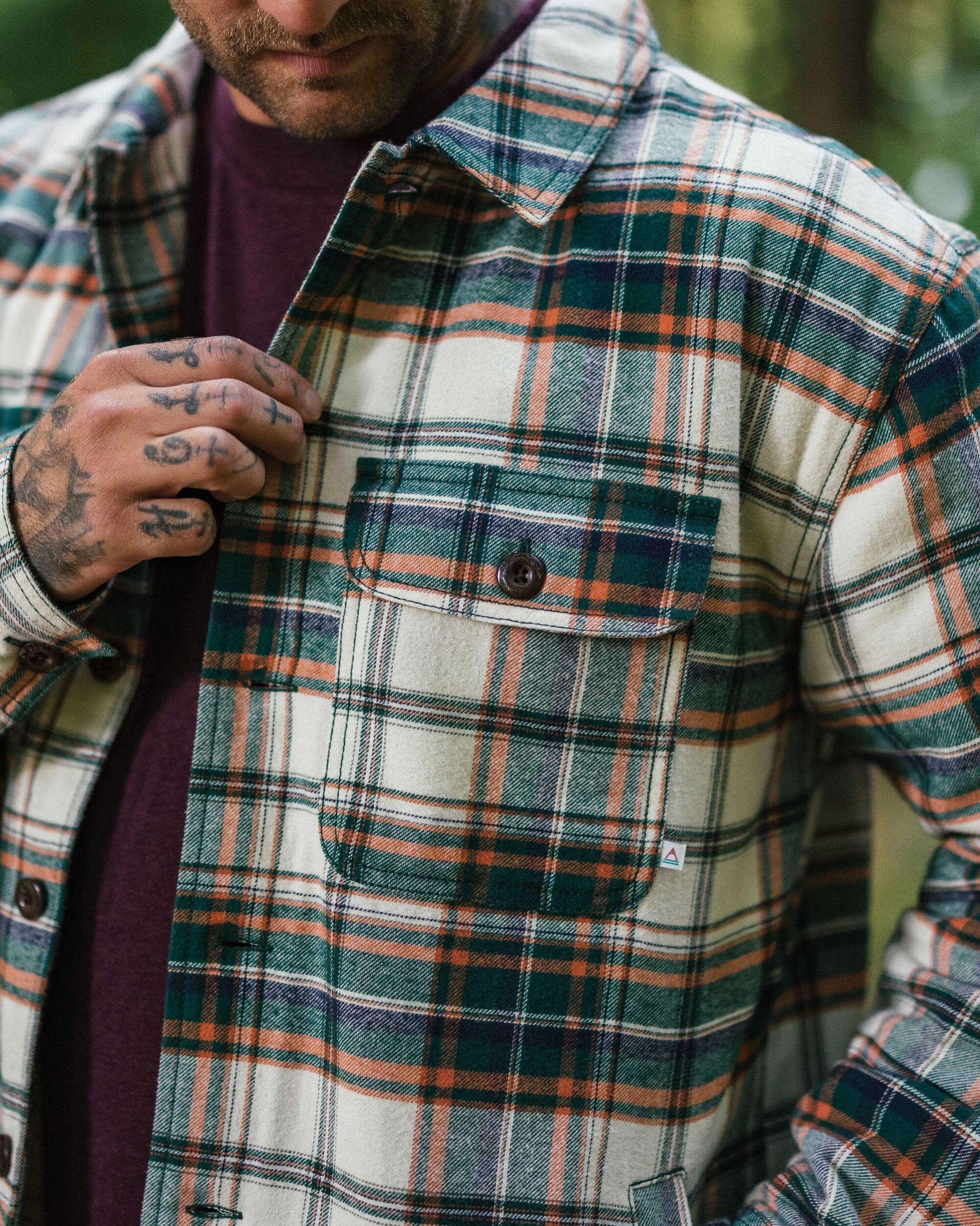 Freestyle Sherpa-Lined Overshirt - Birch/Rain Forest Check - Lifestyle