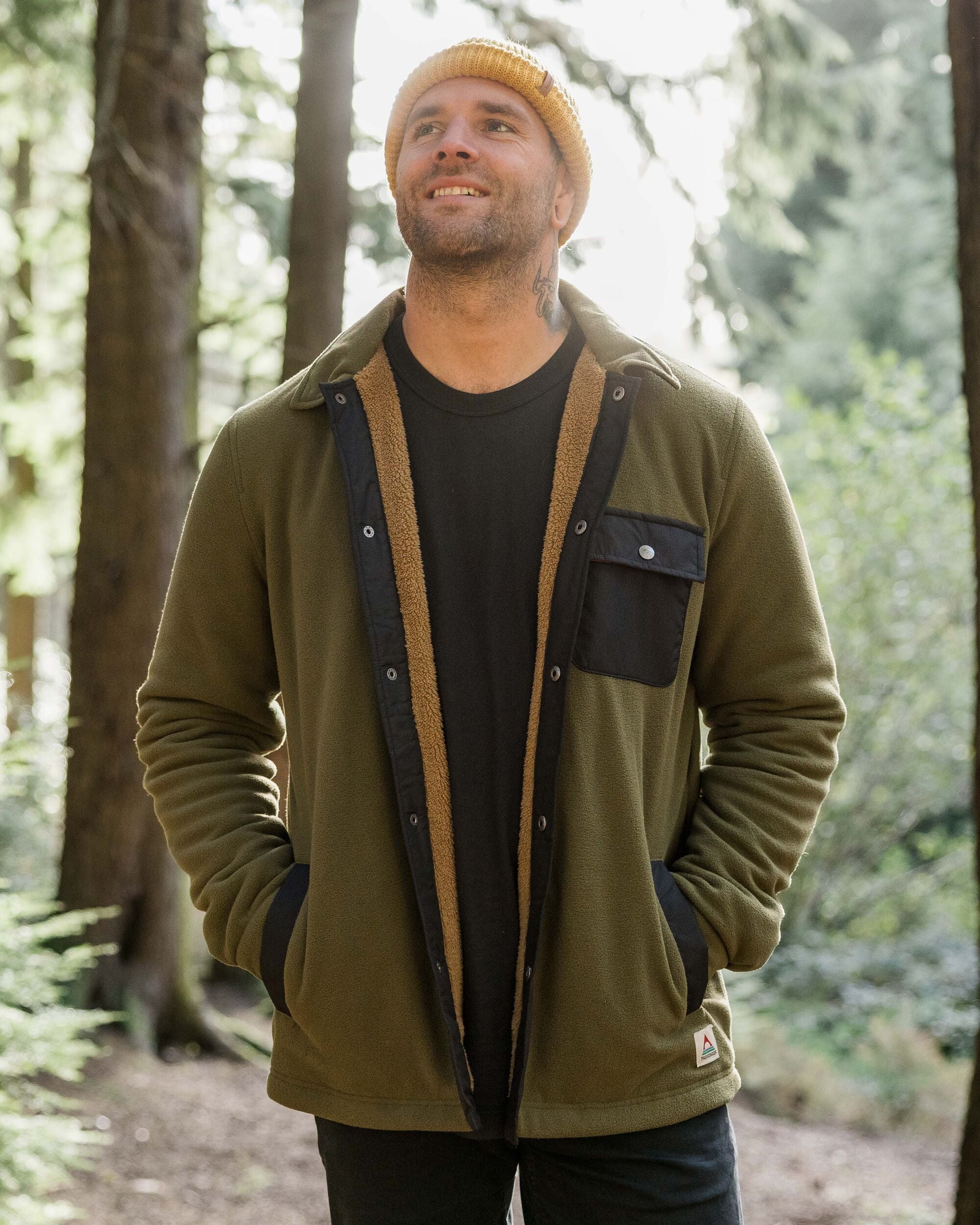 Firelight Sherpa Lined Overshirt - Khaki - Lifestyle