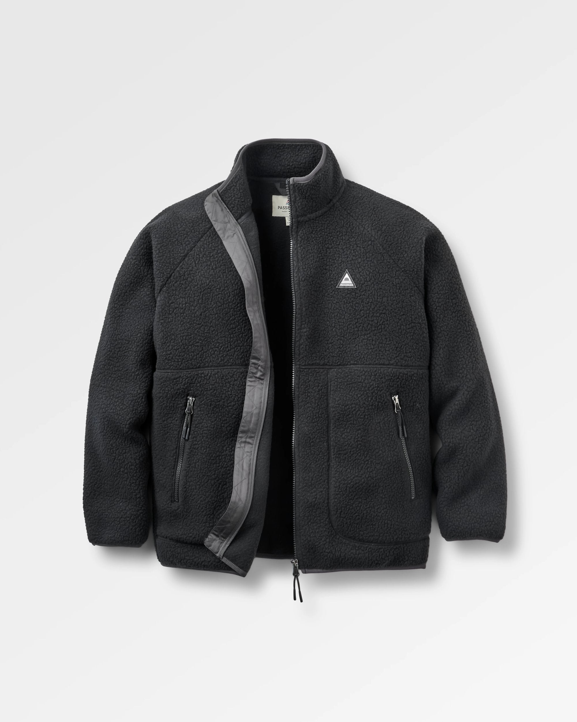Home Full Zip Sherpa Fleece - Black - Flatlay