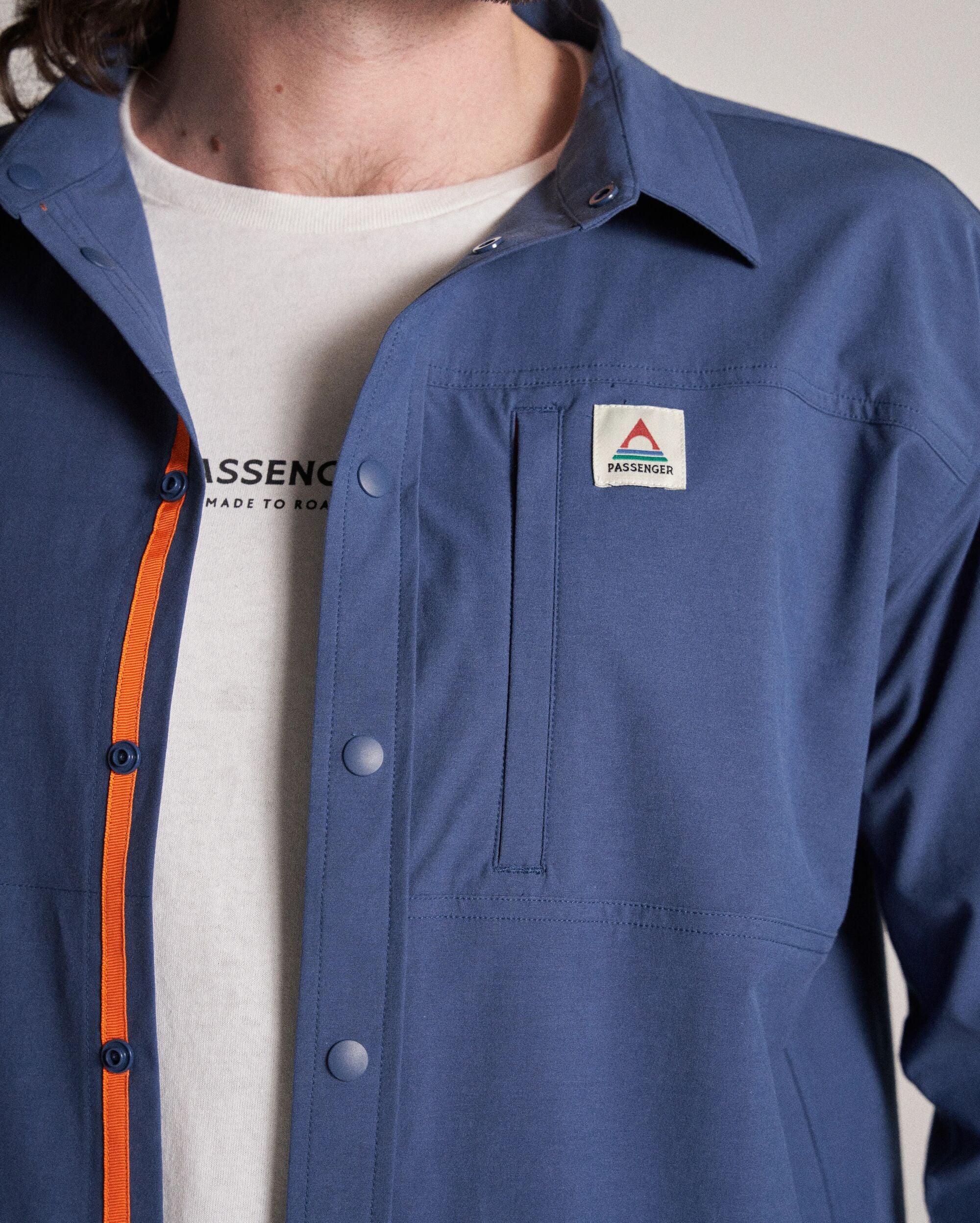 Traveller Stretch Shirt - Dark Denim - Studio Model