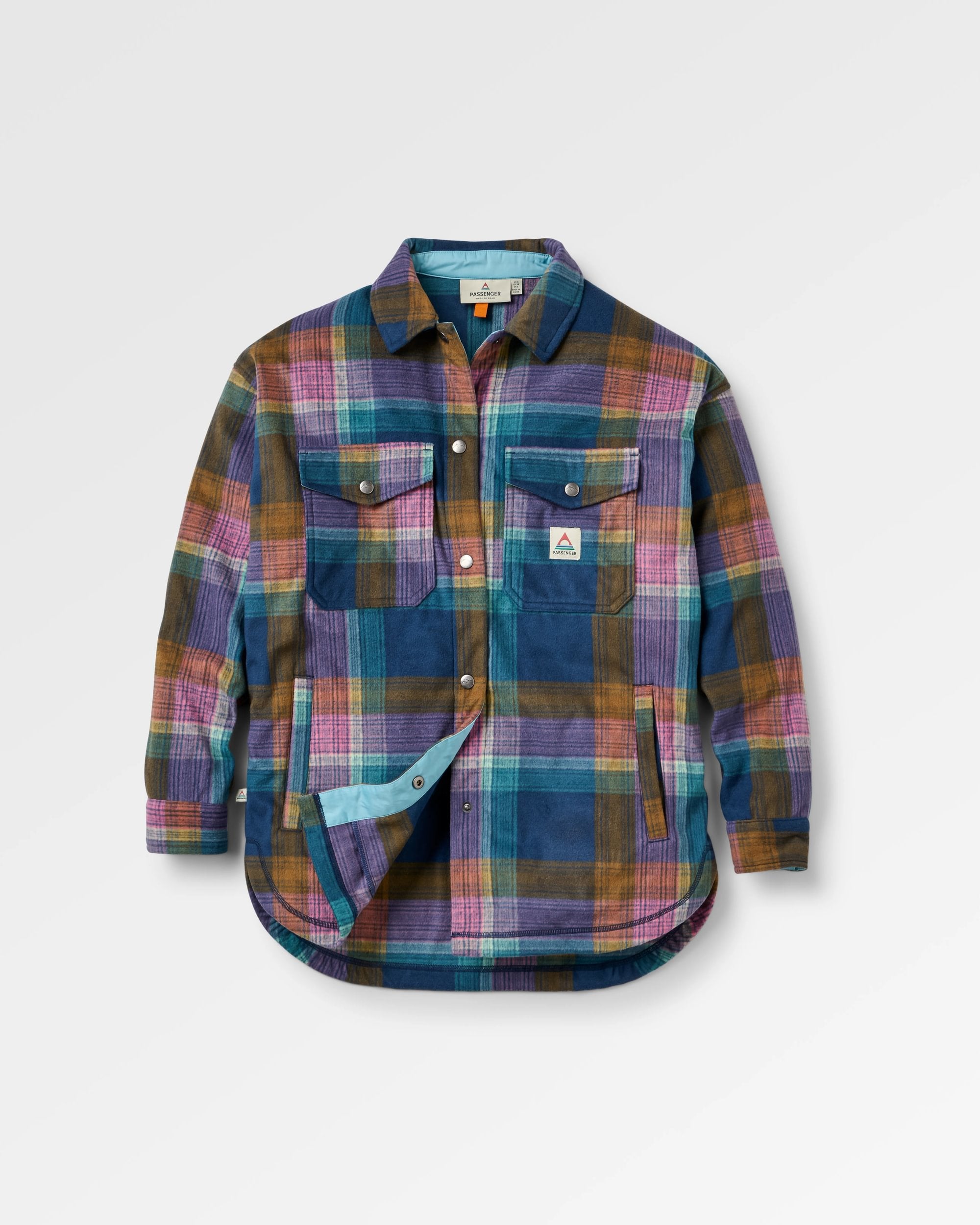 East Polar Fleece Shirt - Rich Navy Multi Check - Flatlay