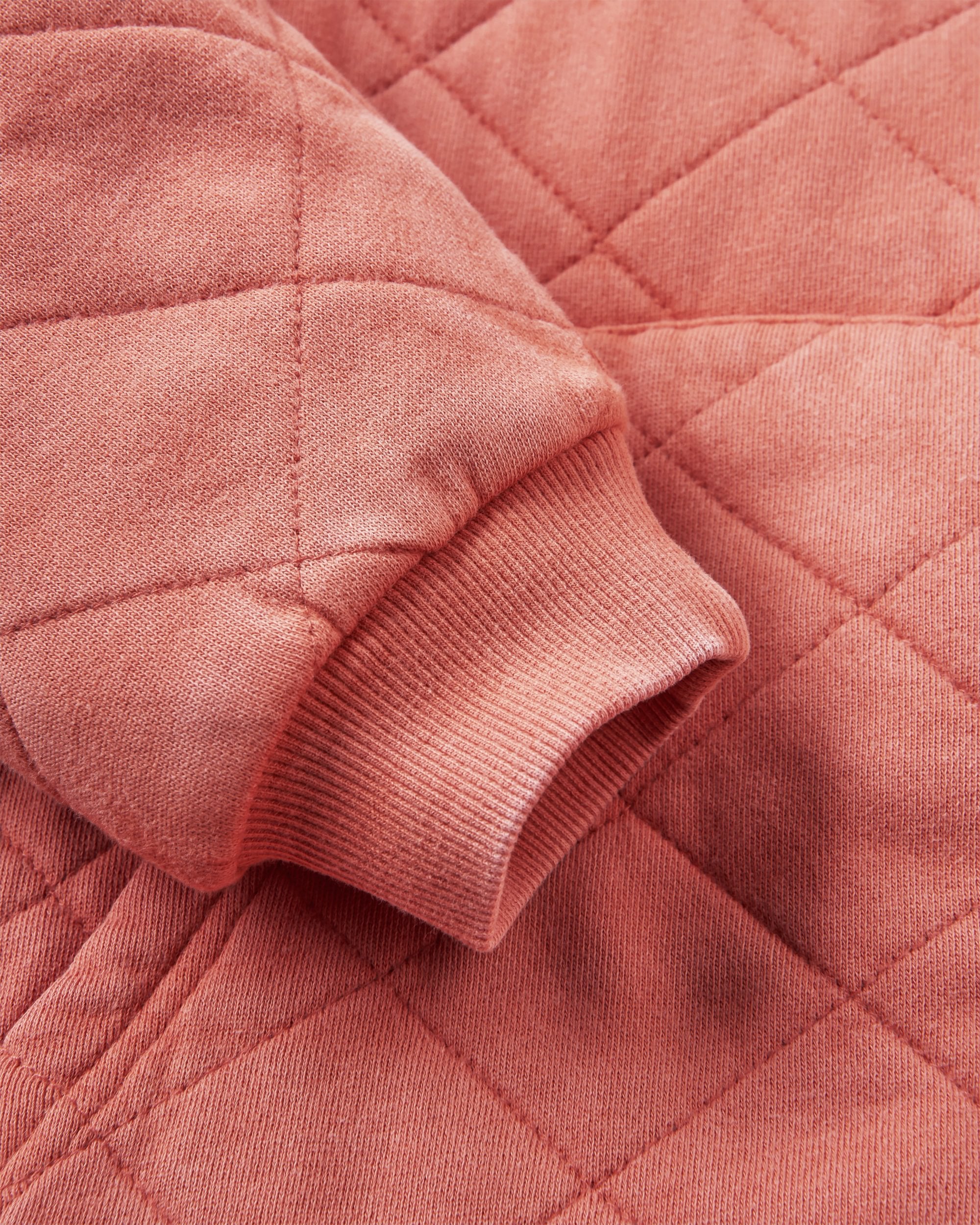 Getaway Recycled Quilted Full Zip Hoodie - Burnt Orange - Flatlay