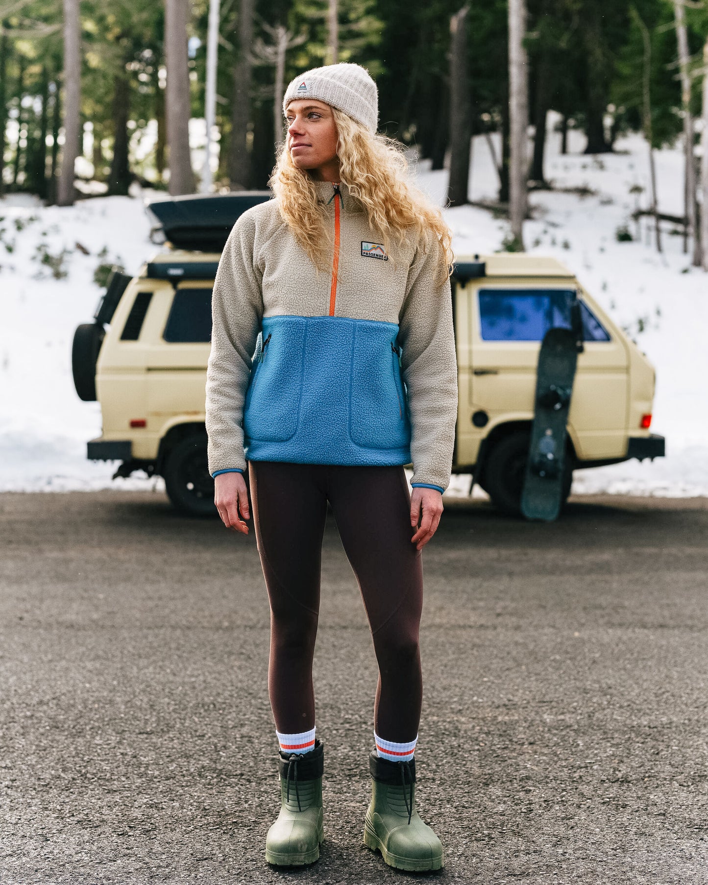 Maine 1/2 Zip Recycled Sherpa Fleece - Atlantic Blue - Lifestyle