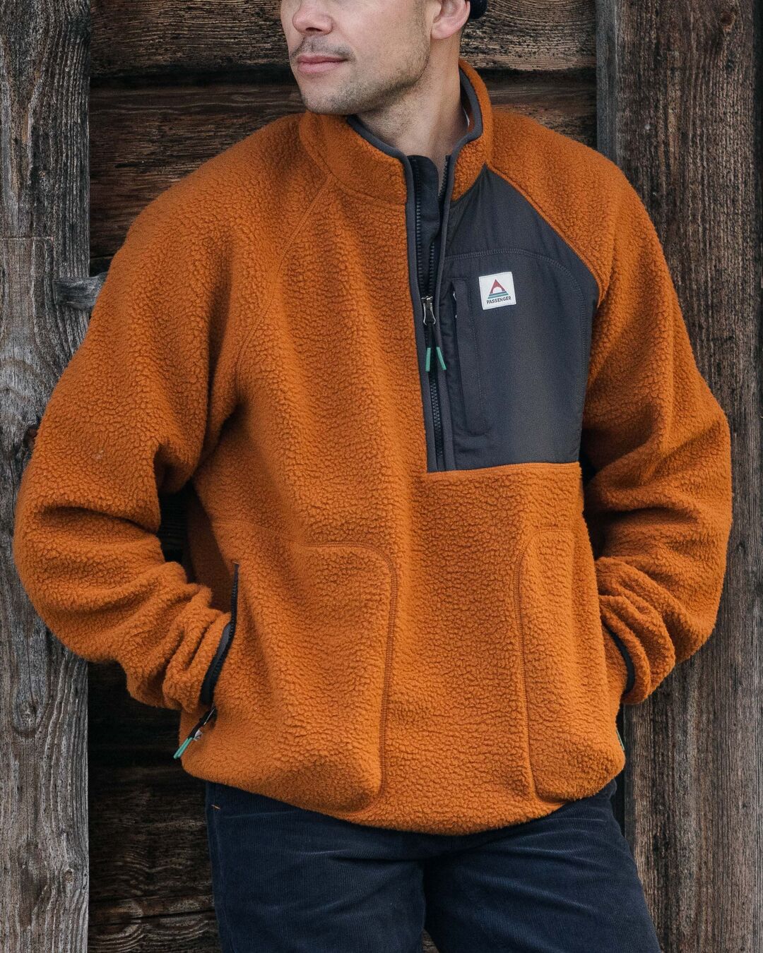 Offgrid 1/2 Zip Recycled Sherpa Fleece - Glazed Ginger - Lifestyle
