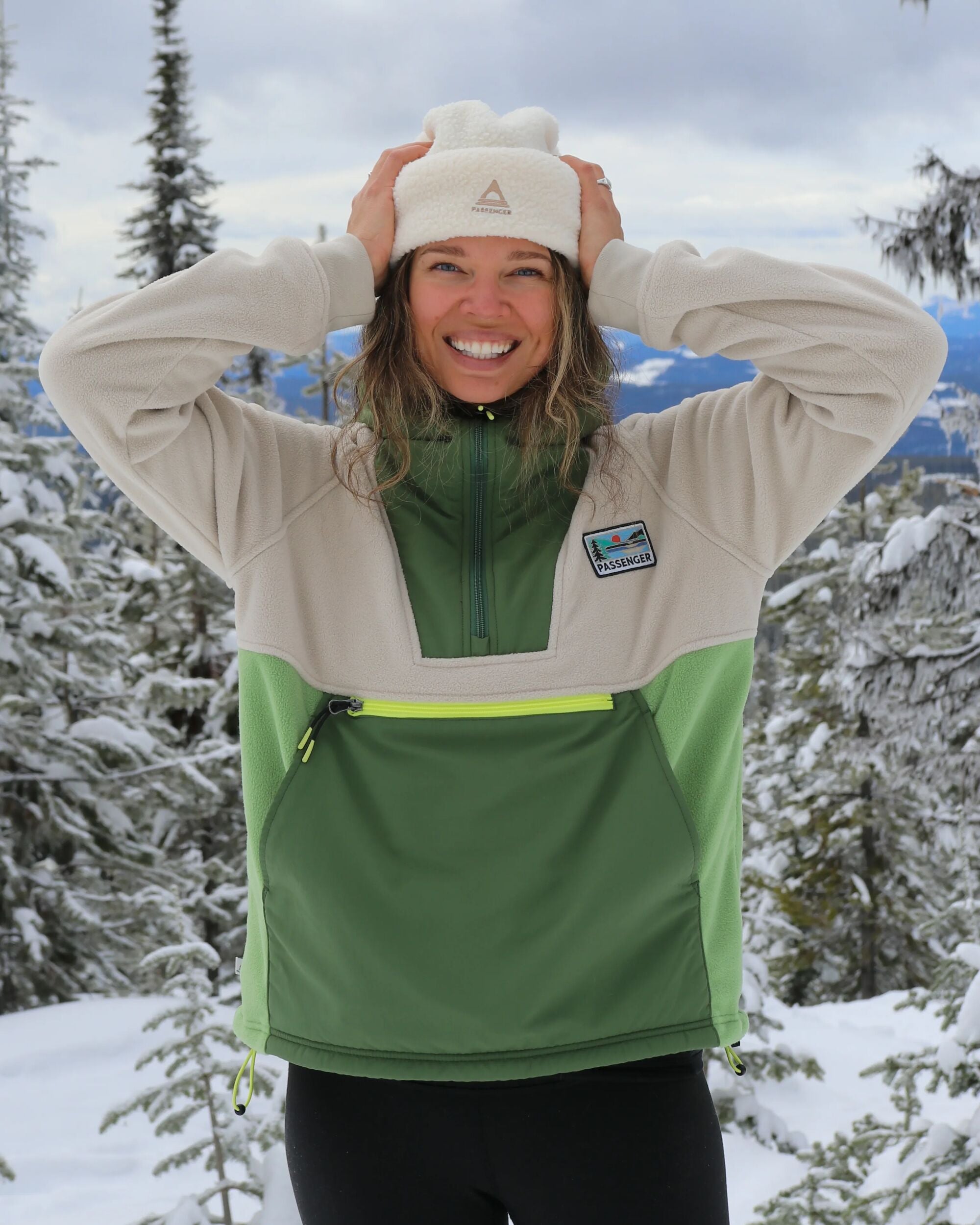 Alexander Recycled Hooded Polar Fleece - Feather/Wild Green - Lifestyle